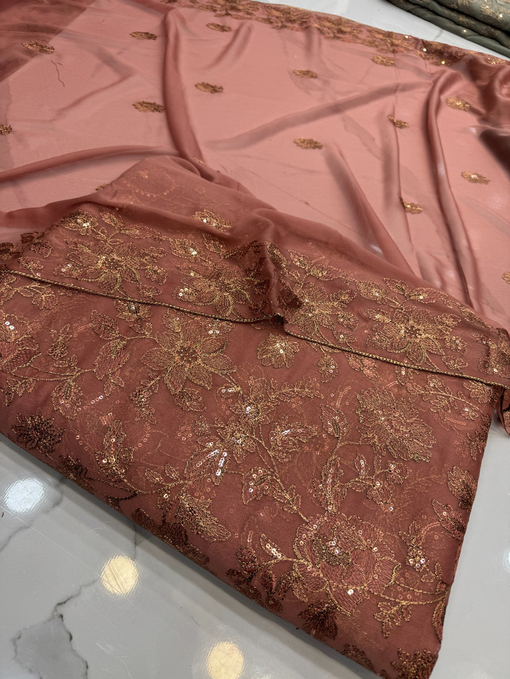 Embroidered Chiffon 3 Piece Suit