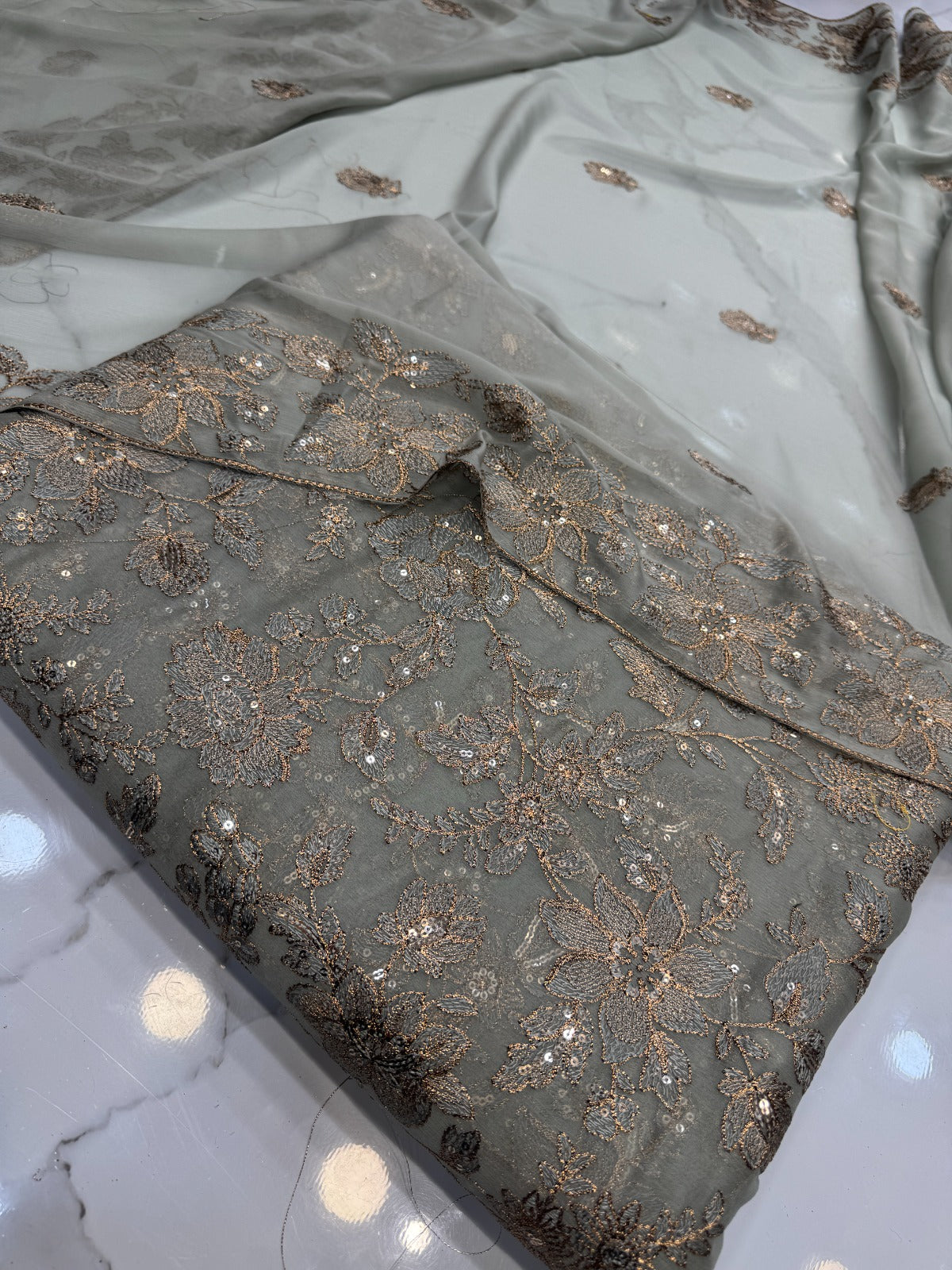 Embroidered Chiffon 3 Piece Suit