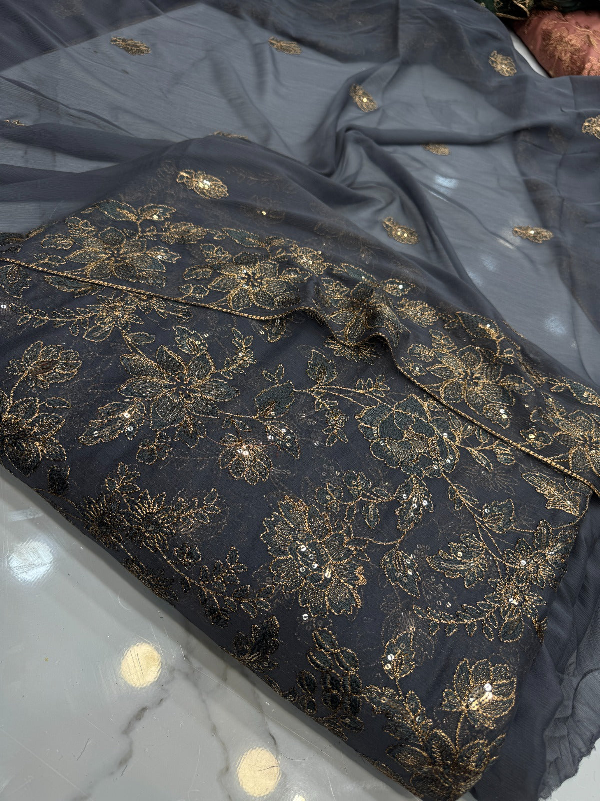 Embroidered Chiffon 3 Piece Suit