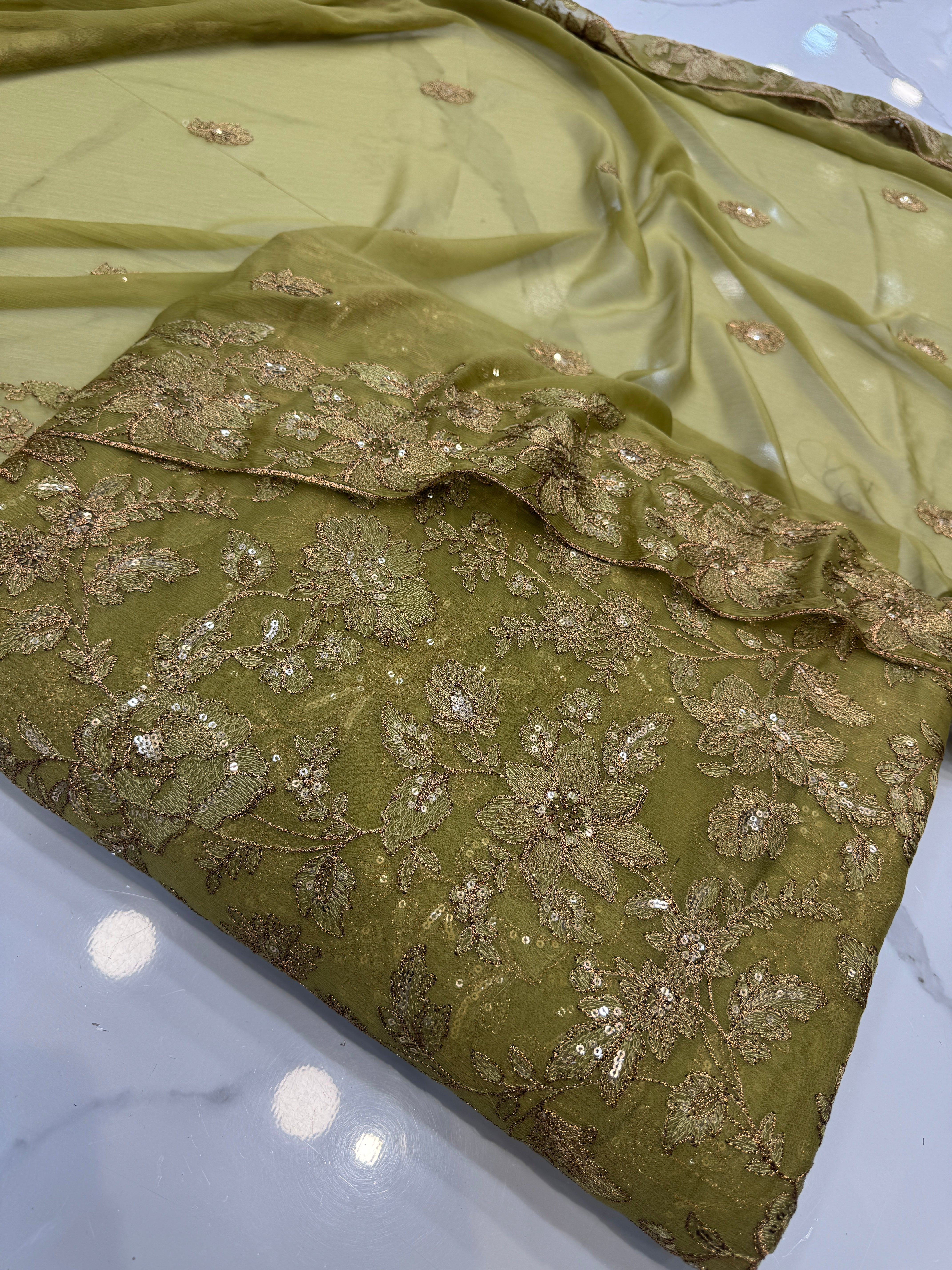 Embroidered Chiffon 3 Piece Suit