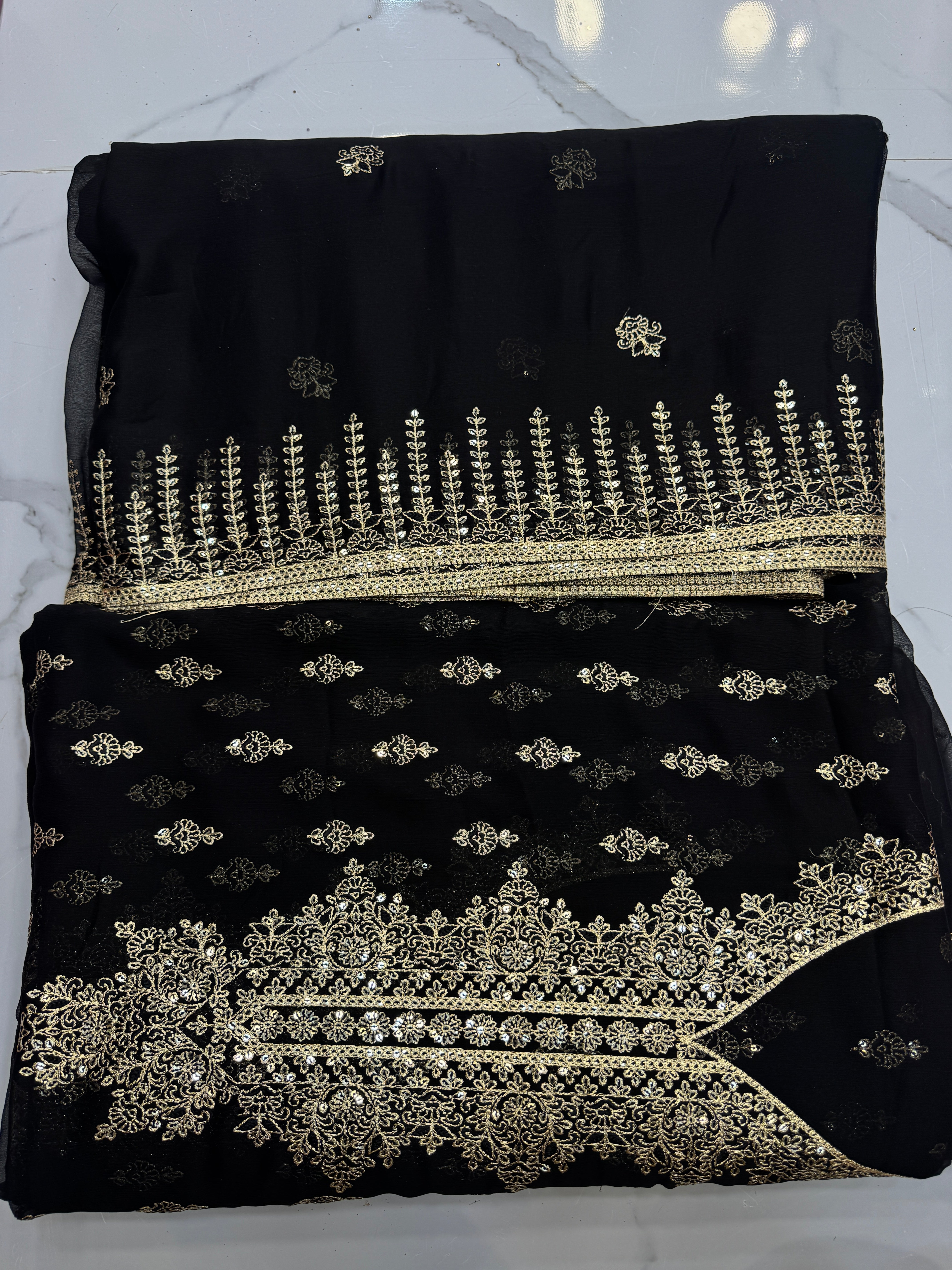 Chiffon Zari 3 Piece Suit