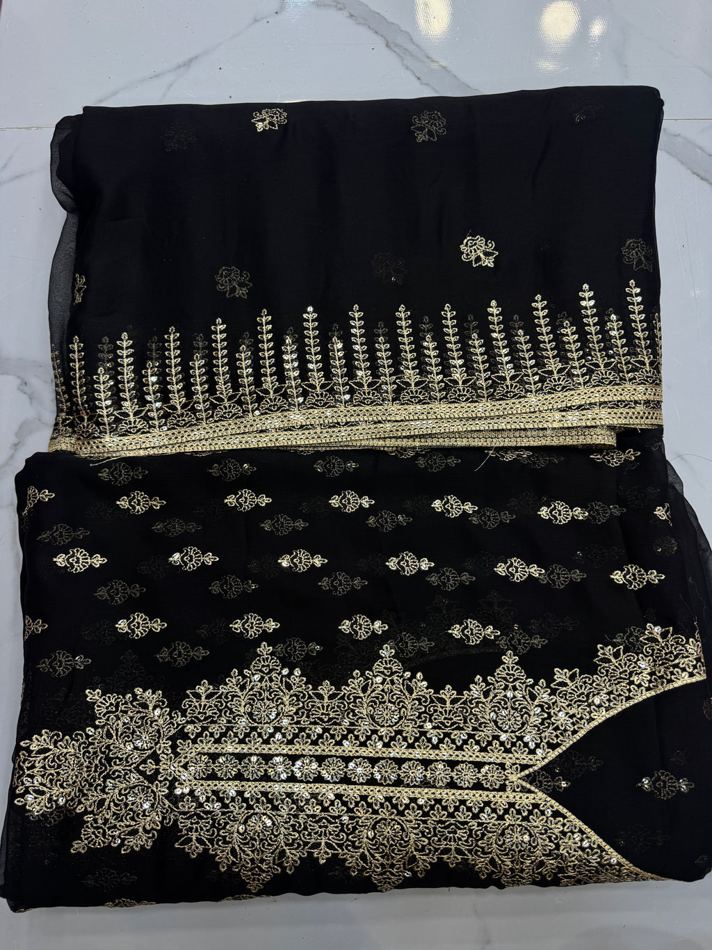 Chiffon Zari 3 Piece Suit