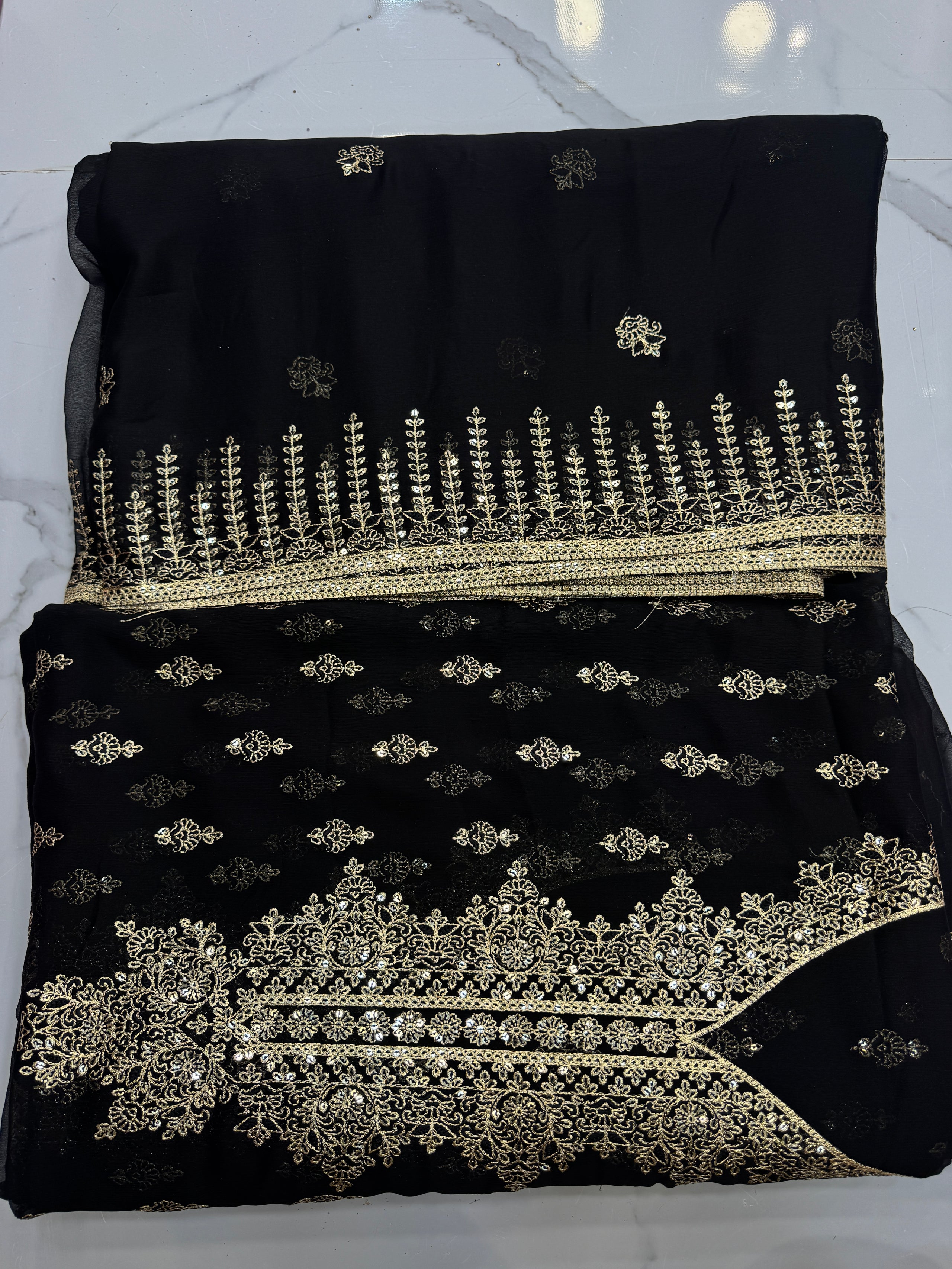 Chiffon Zari 3 Piece Suit