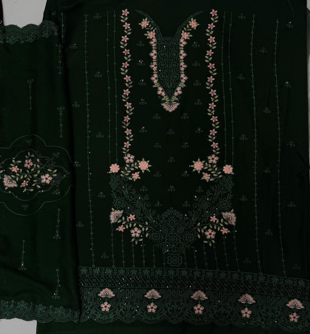 Chiffon Boring Work 3 Piece Suit