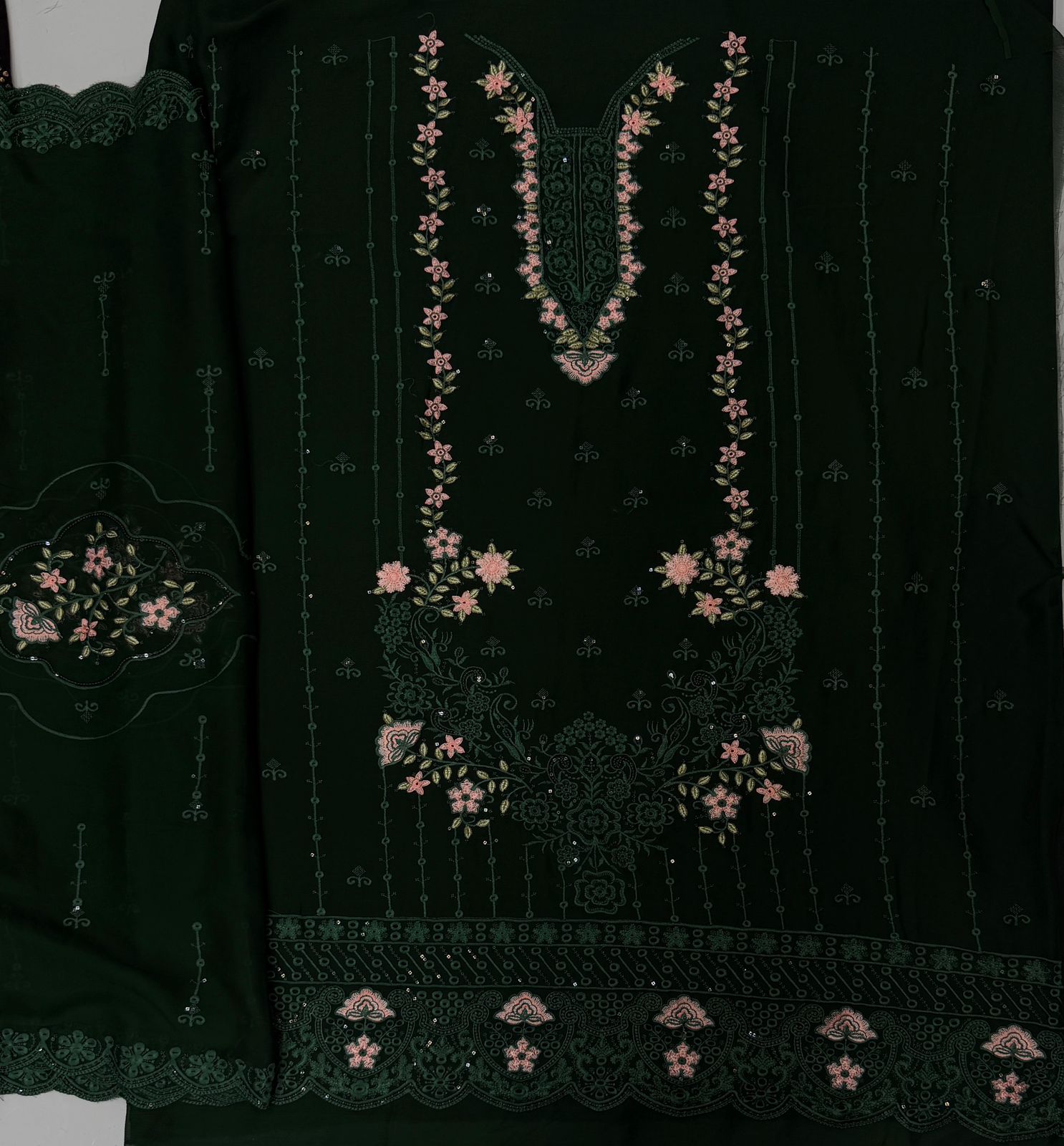 Chiffon Boring Work 3 Piece Suit