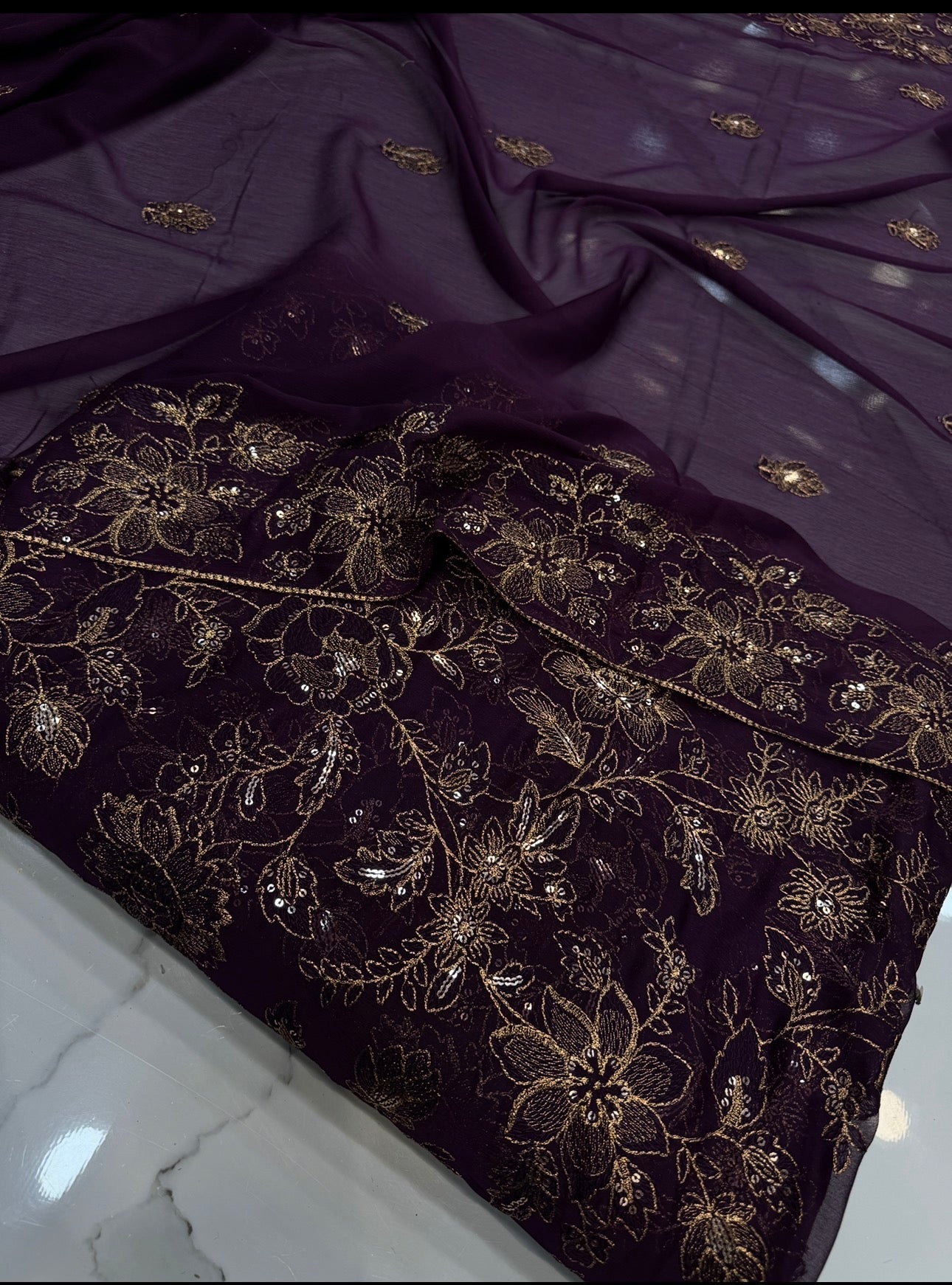 Embroidered Chiffon 3 Piece Suit