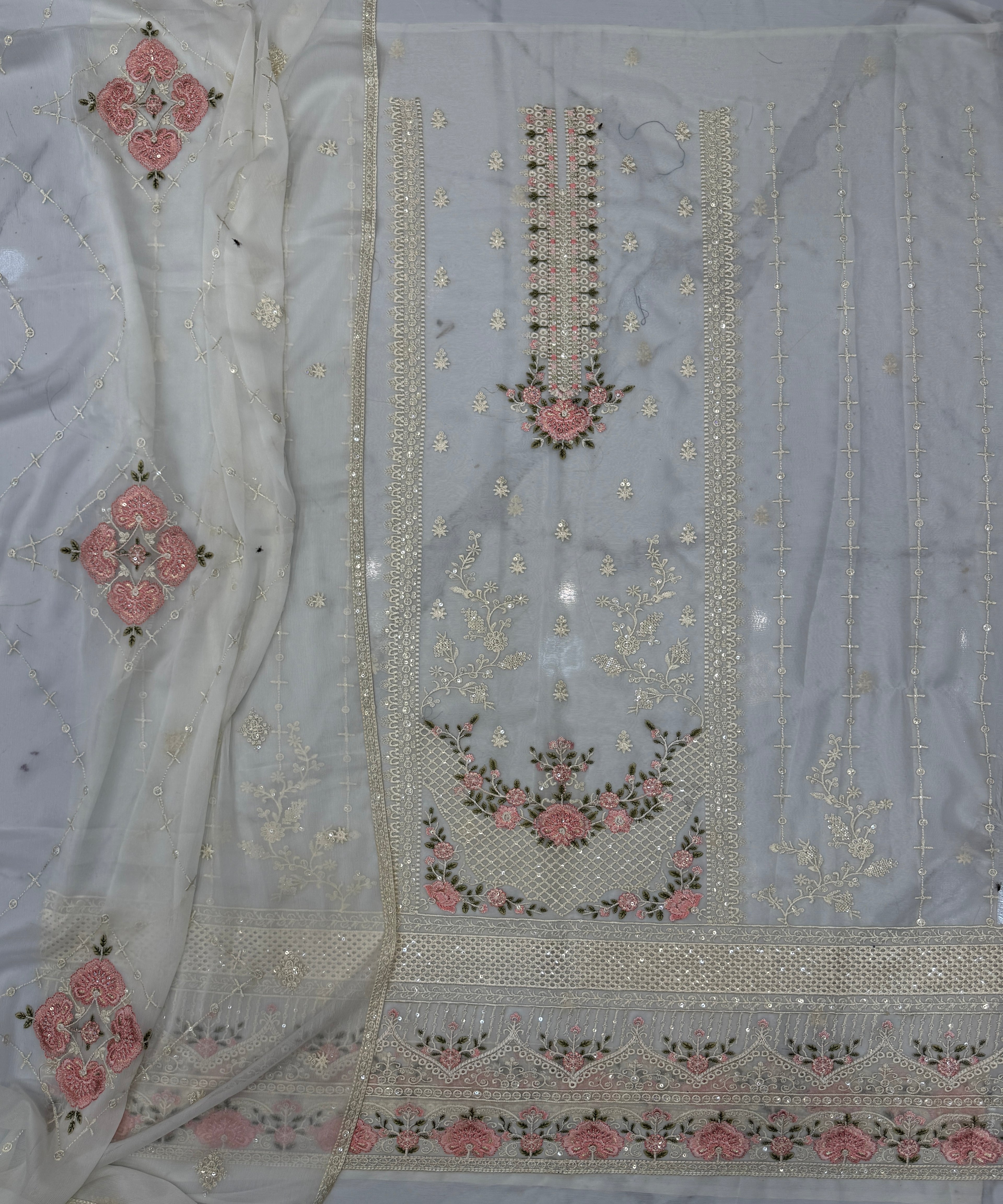 Chiffon Thread And Sequence Sky Blue