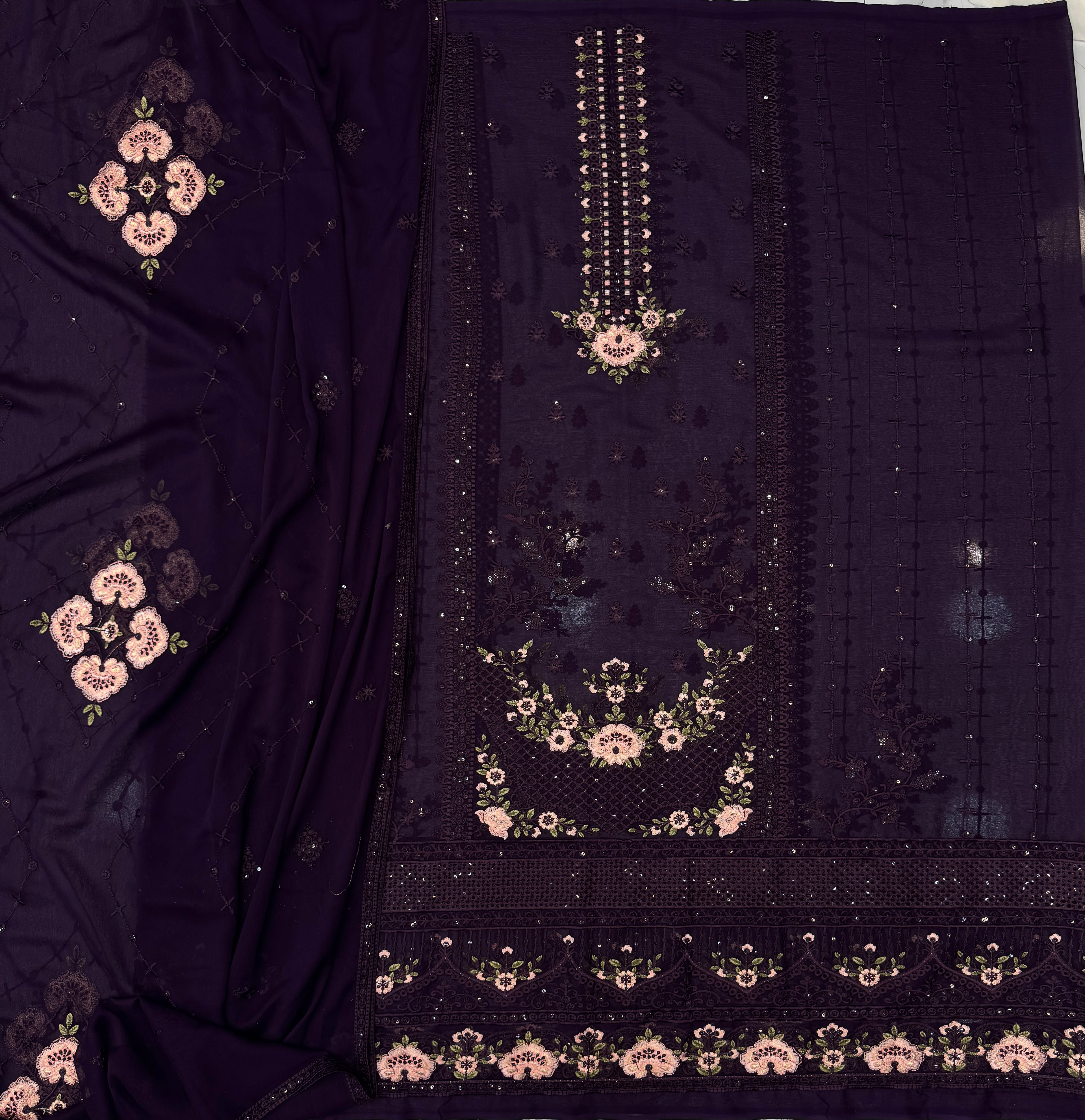 Chiffon Thread And Sequence Purple