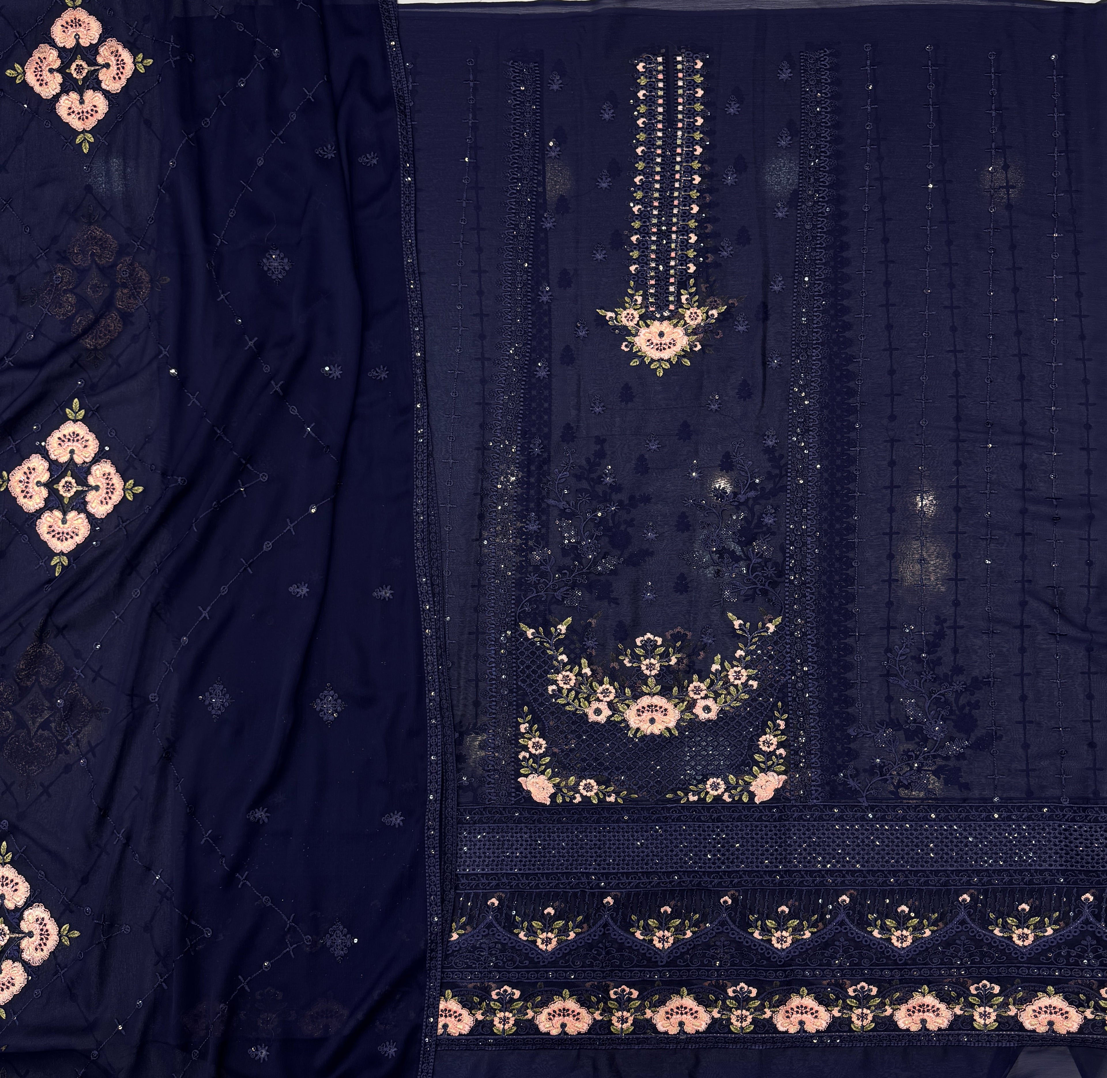 Chiffon Thread And Sequence Blue