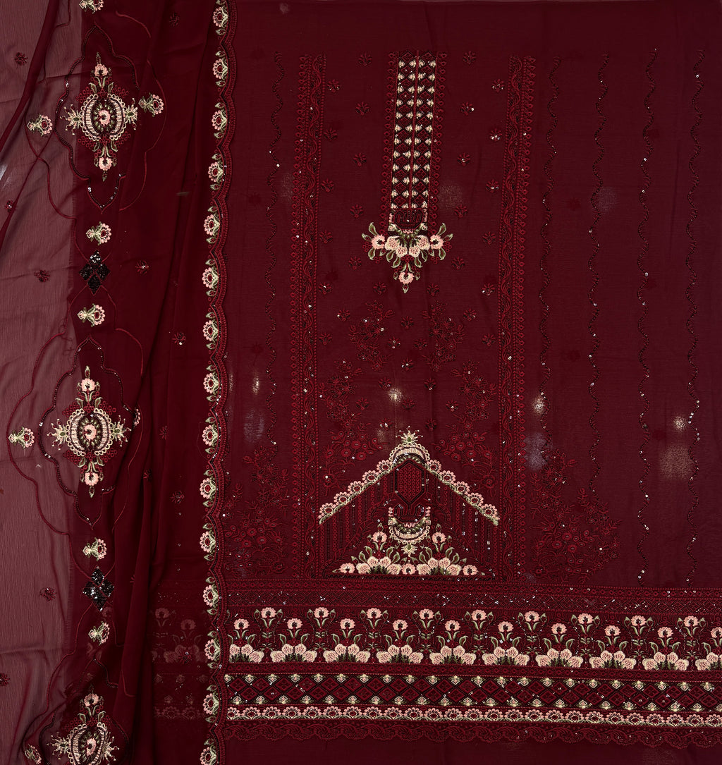 Chiffon Chikenkari Work Embroidery