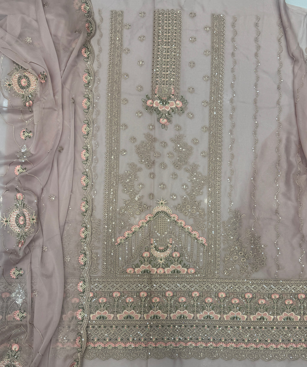 Chiffon Chikenkari Work Embroidery
