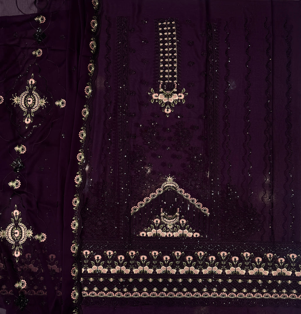 Chiffon Chikenkari Work Embroidery