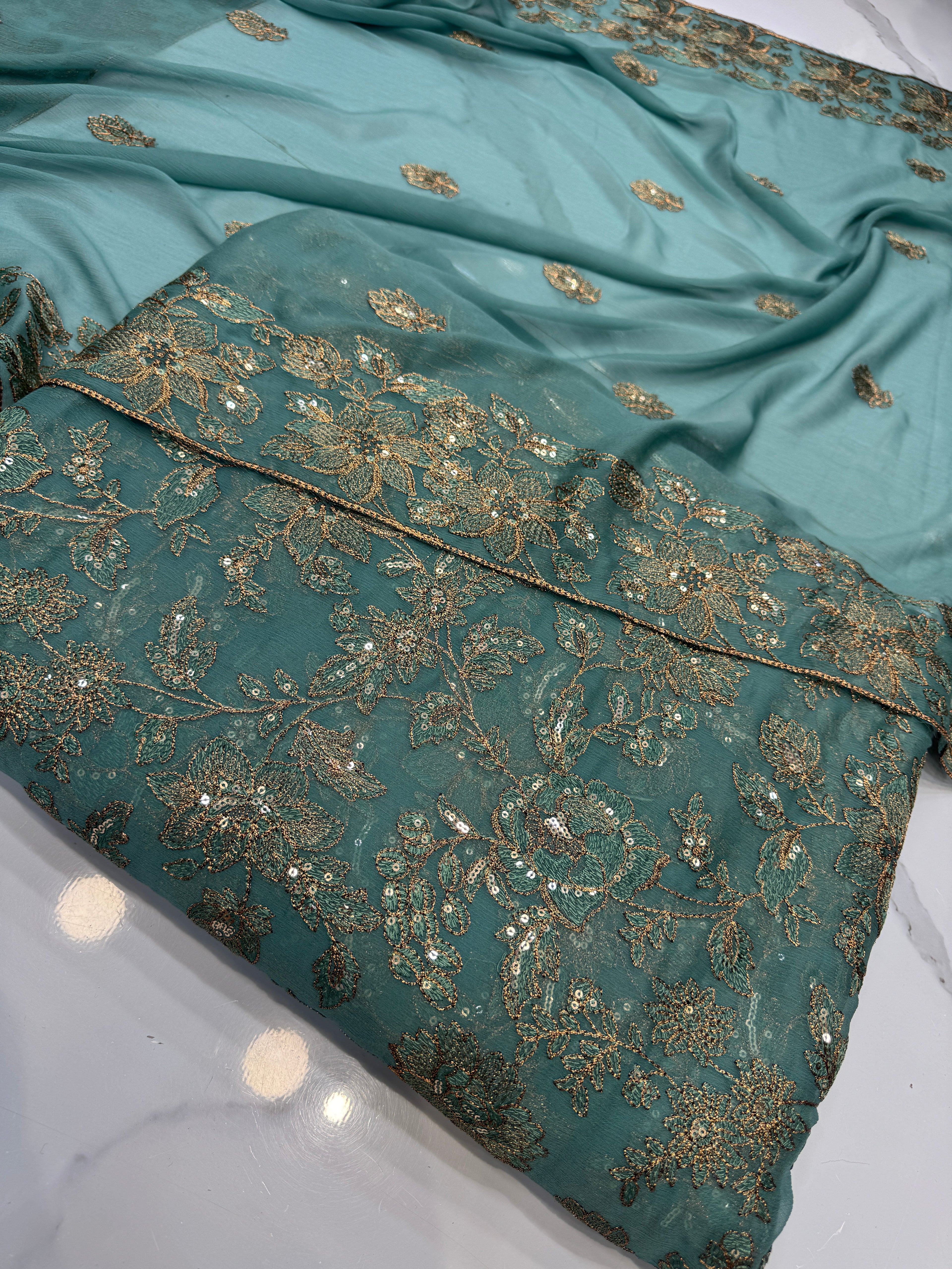 Embroidered Chiffon 3 Piece Suit