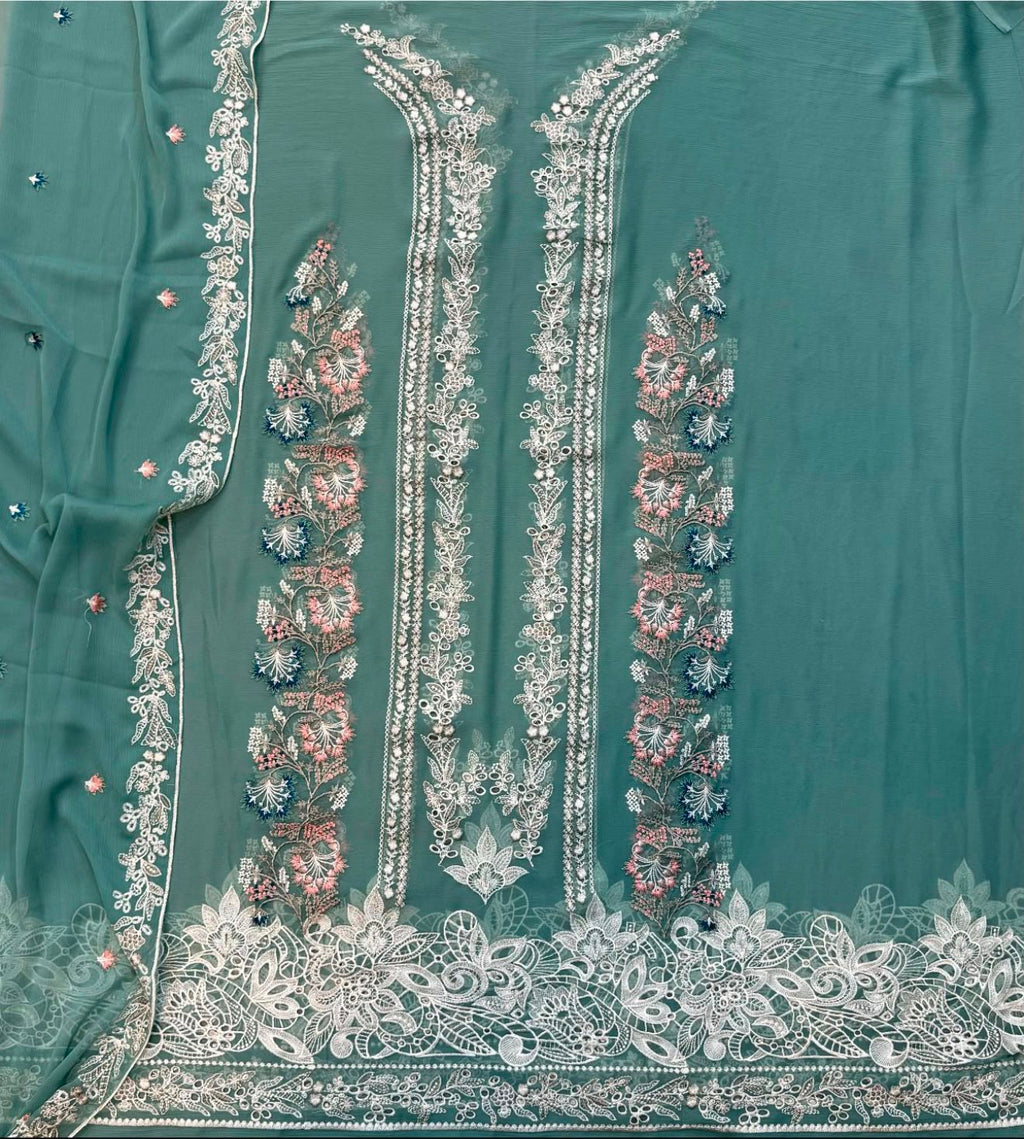Chiffon chicken kari 3 piece Suit