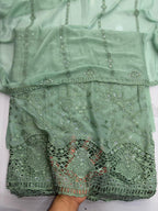 Chiffon chicken kari work 3 Piece Suit