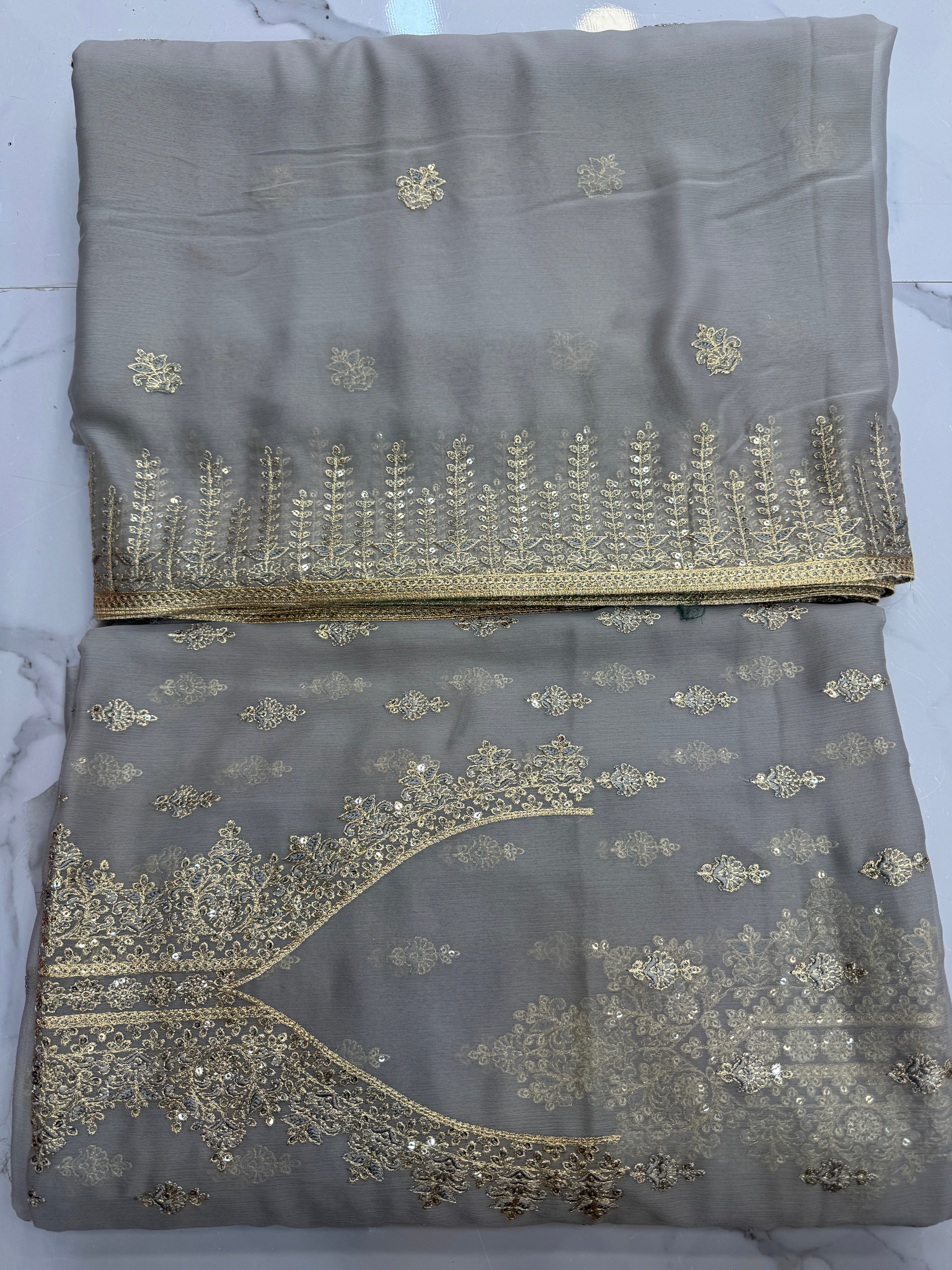 Chiffon Zari 3 Piece Suit