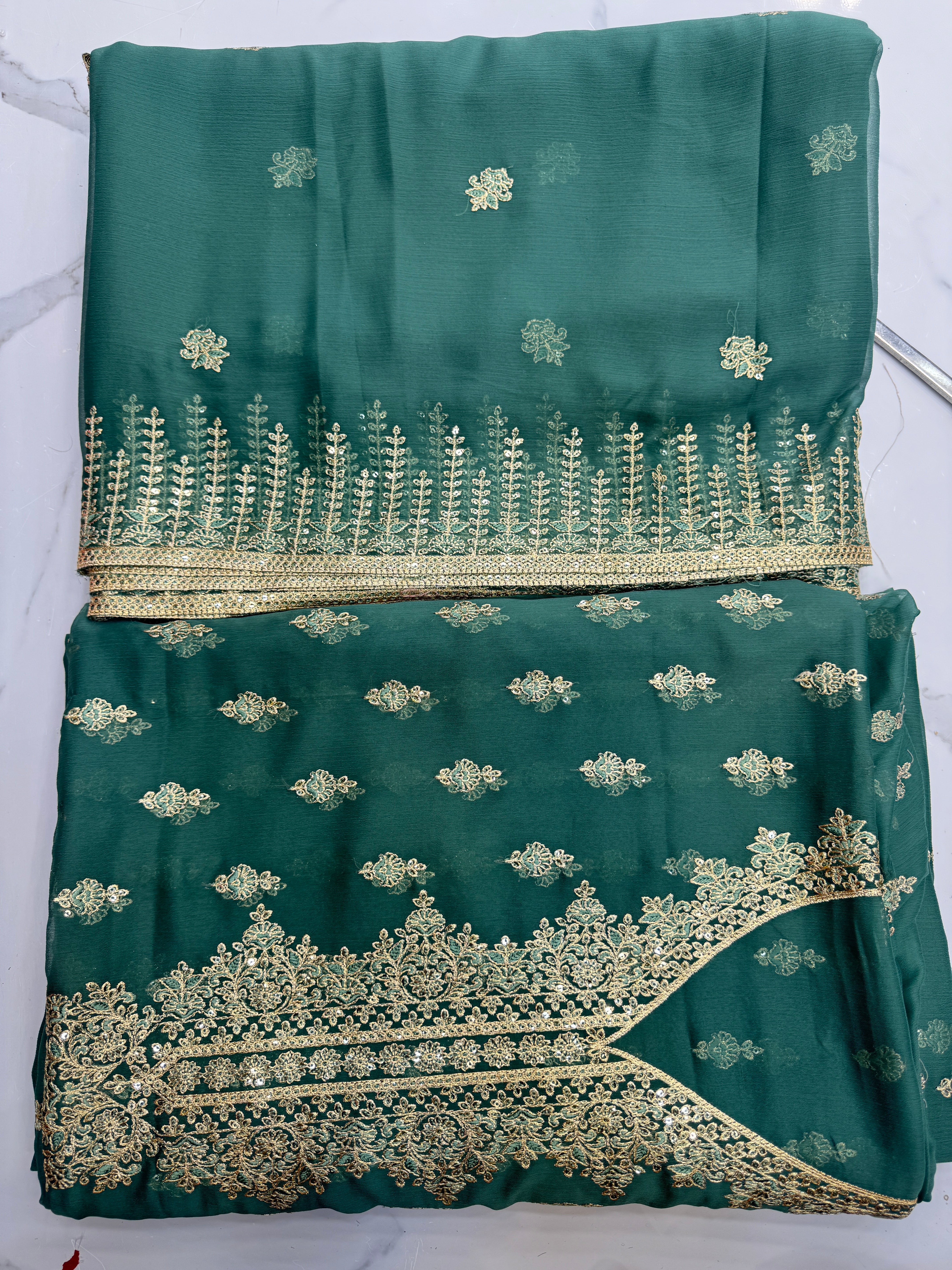 Chiffon Zari 3 Piece Suit