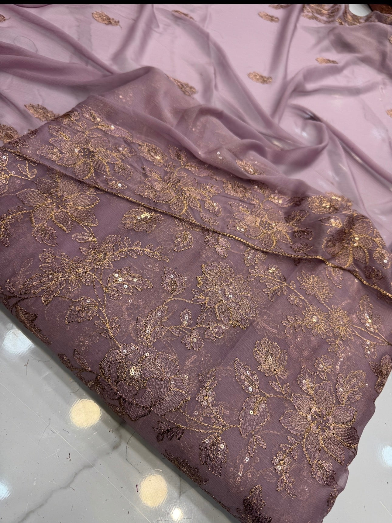 Embroidered Chiffon 3 Piece Suit