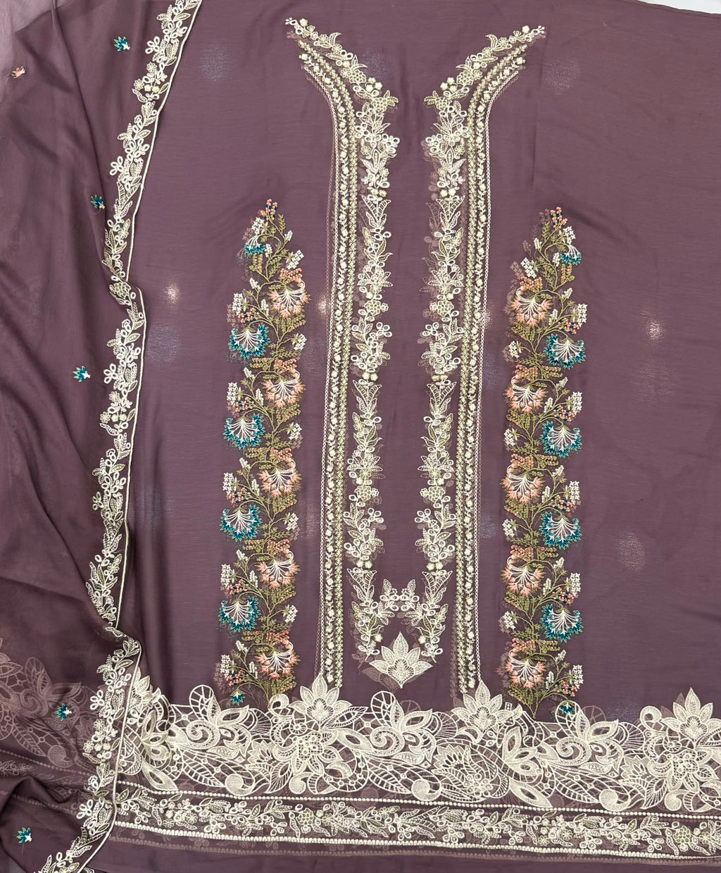 Chiffon chicken kari 3 piece Suit