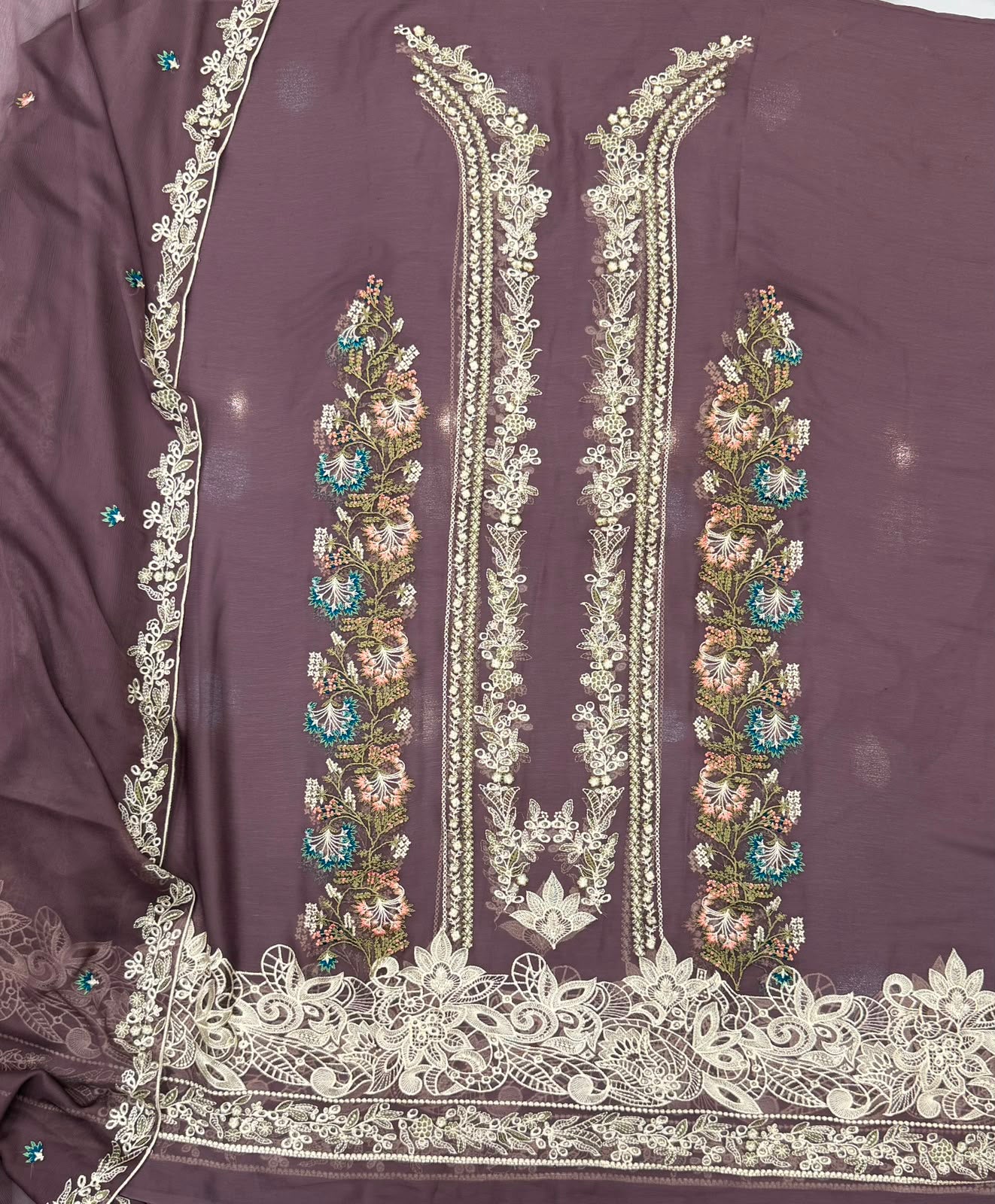 Chiffon chicken kari 3 piece Suit