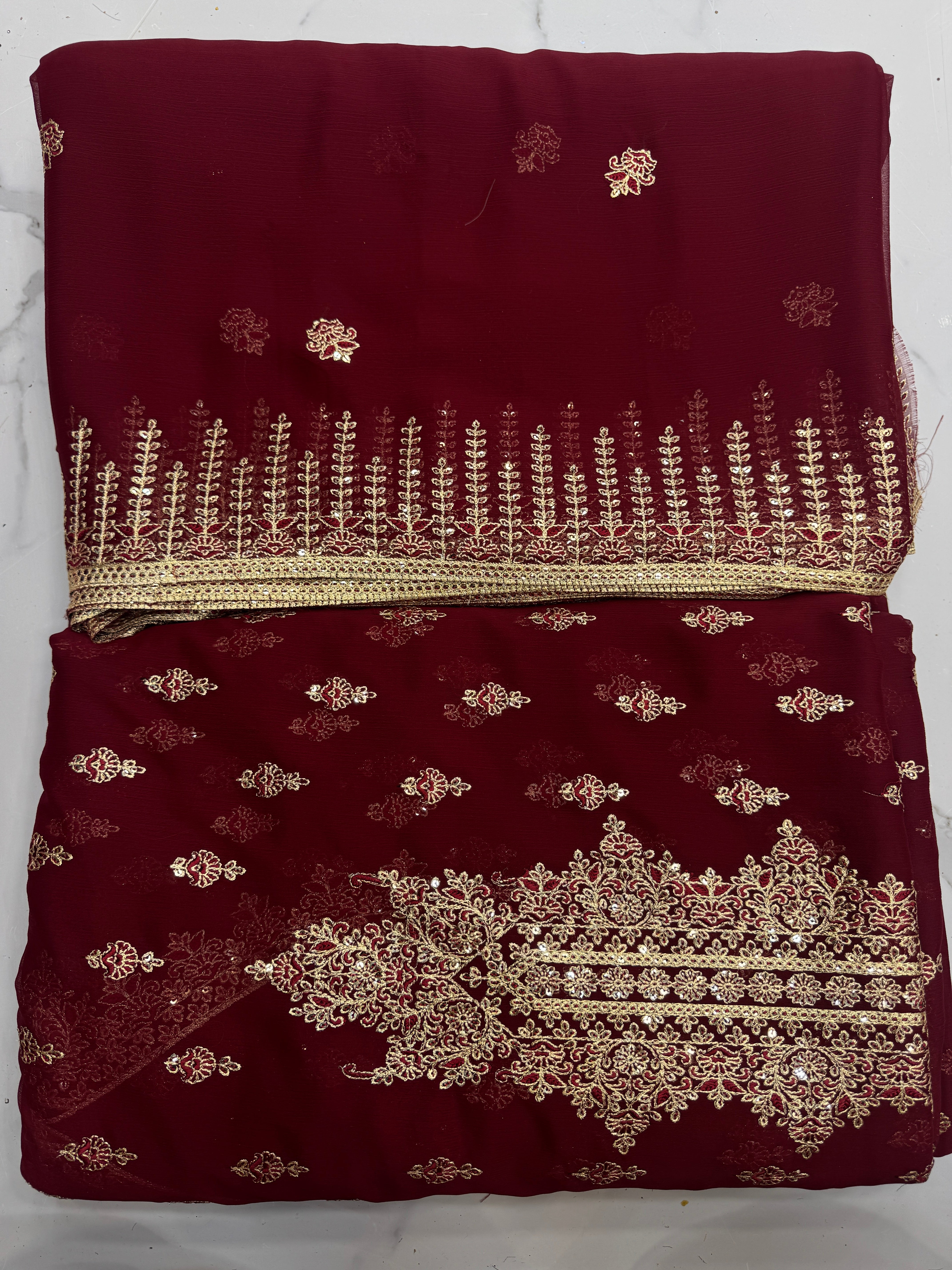 Chiffon Zari 3 Piece Suit