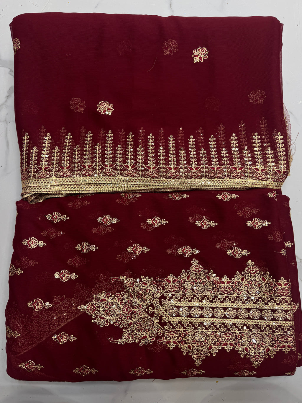 Chiffon Zari 3 Piece Suit
