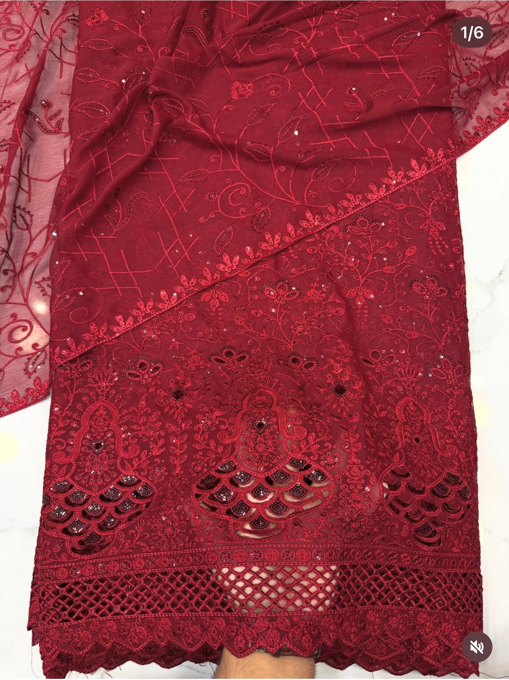 Chiffon 3 Piece Suit Embroidred