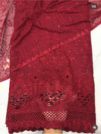 Chiffon 3 Piece Suit Embroidred