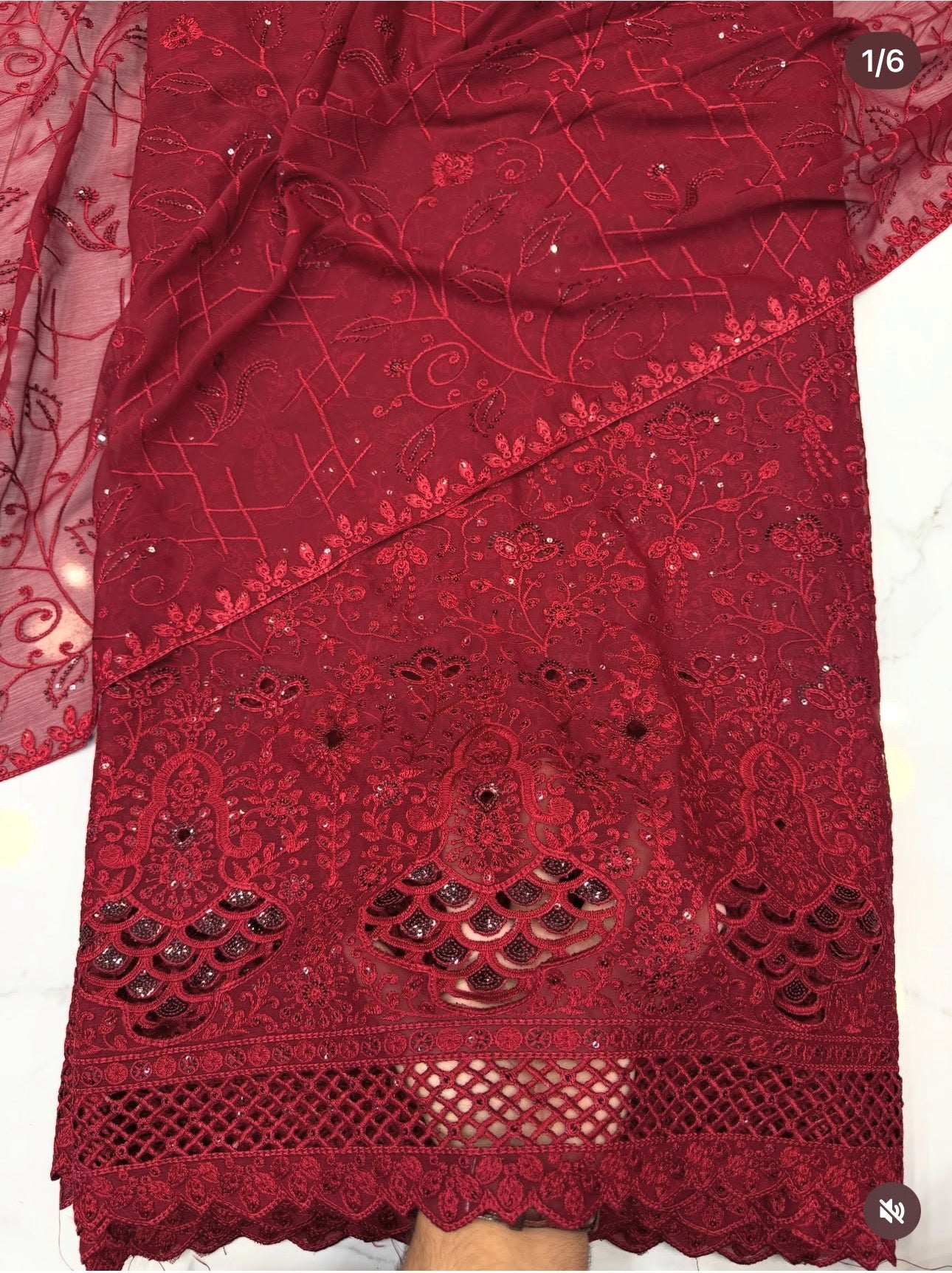 Chiffon 3 Piece Suit Embroidred