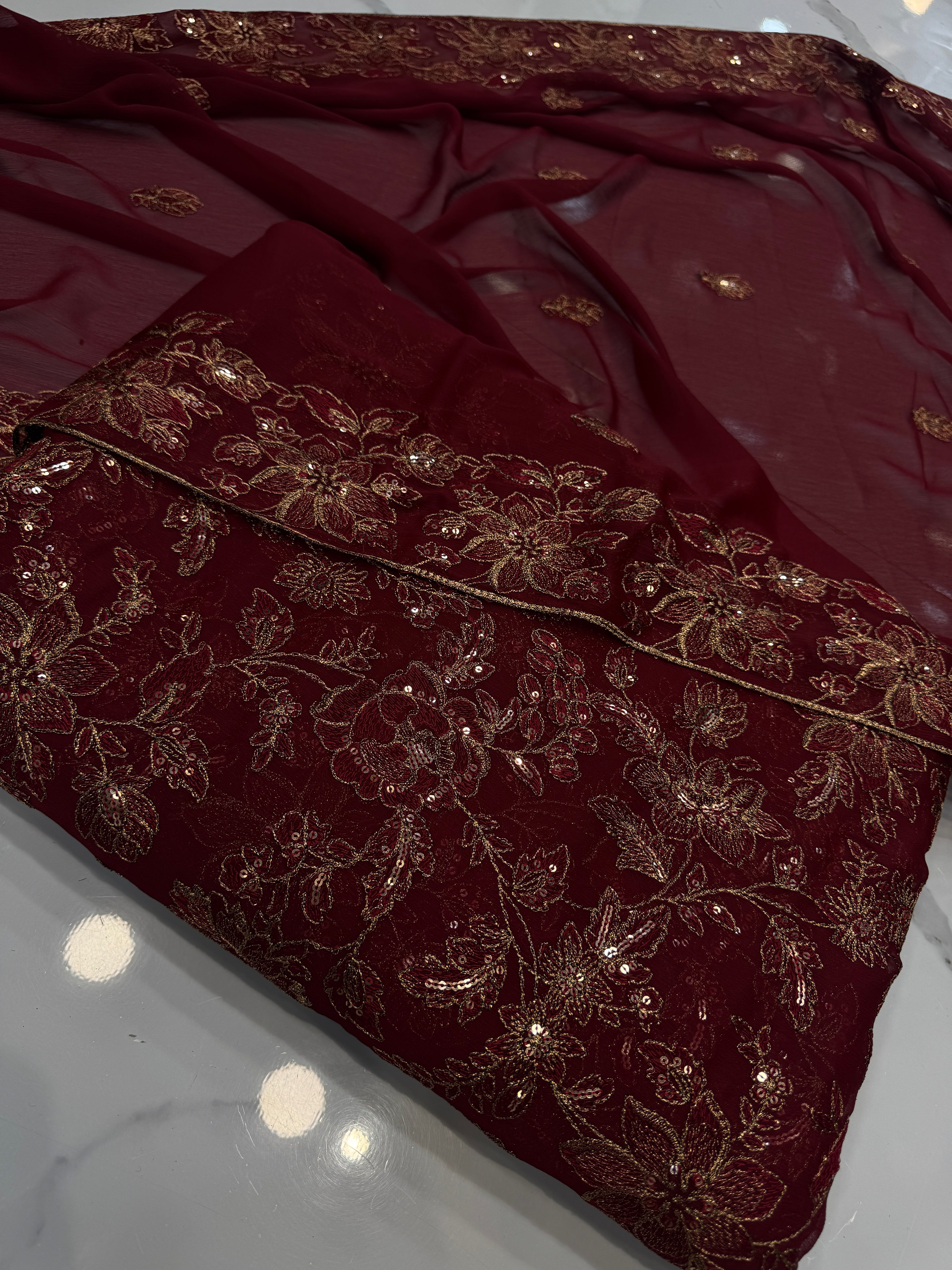 Embroidered Chiffon 3 Piece Suit