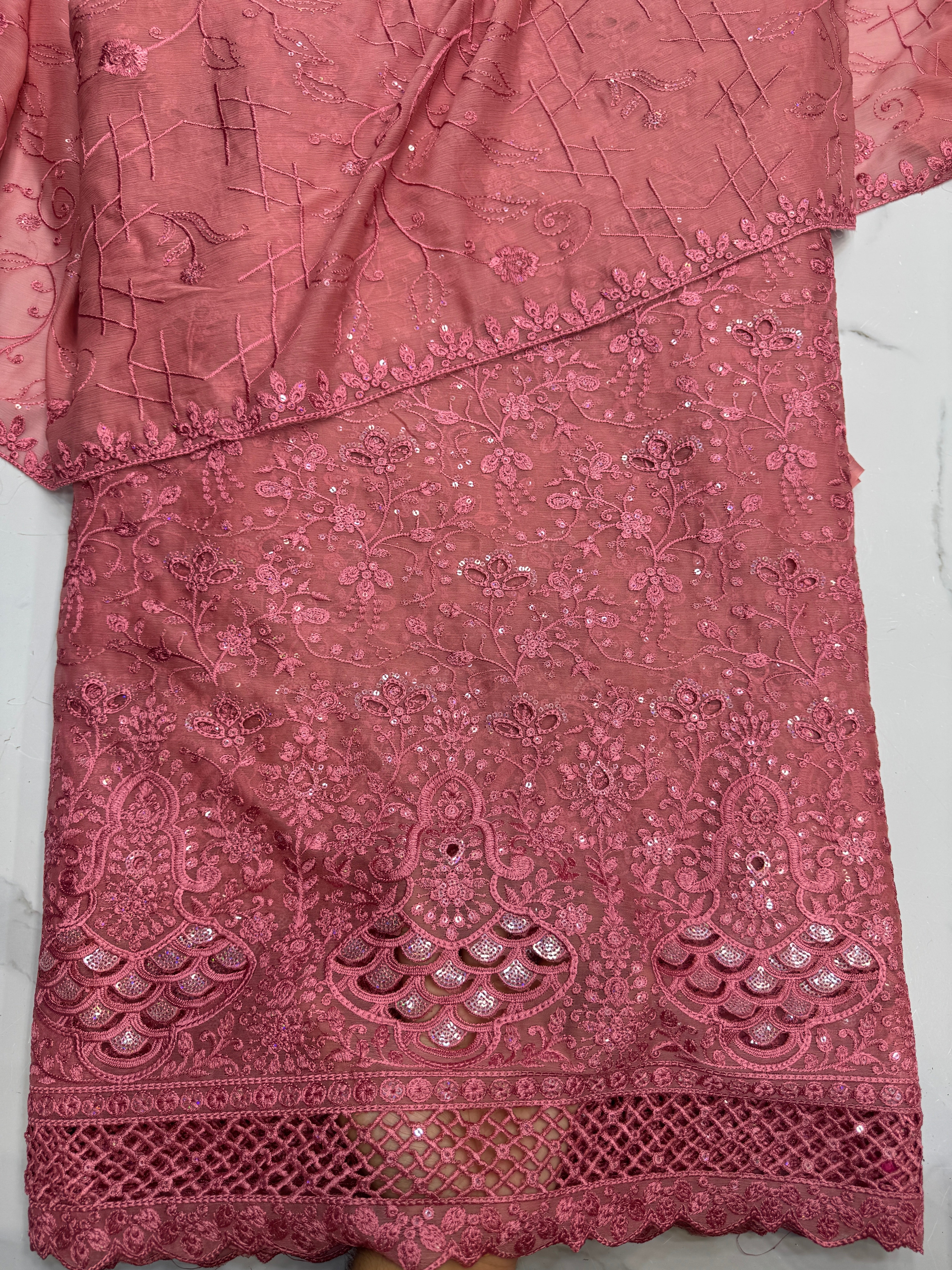 Chiffon 3 Piece Suit Embroidred