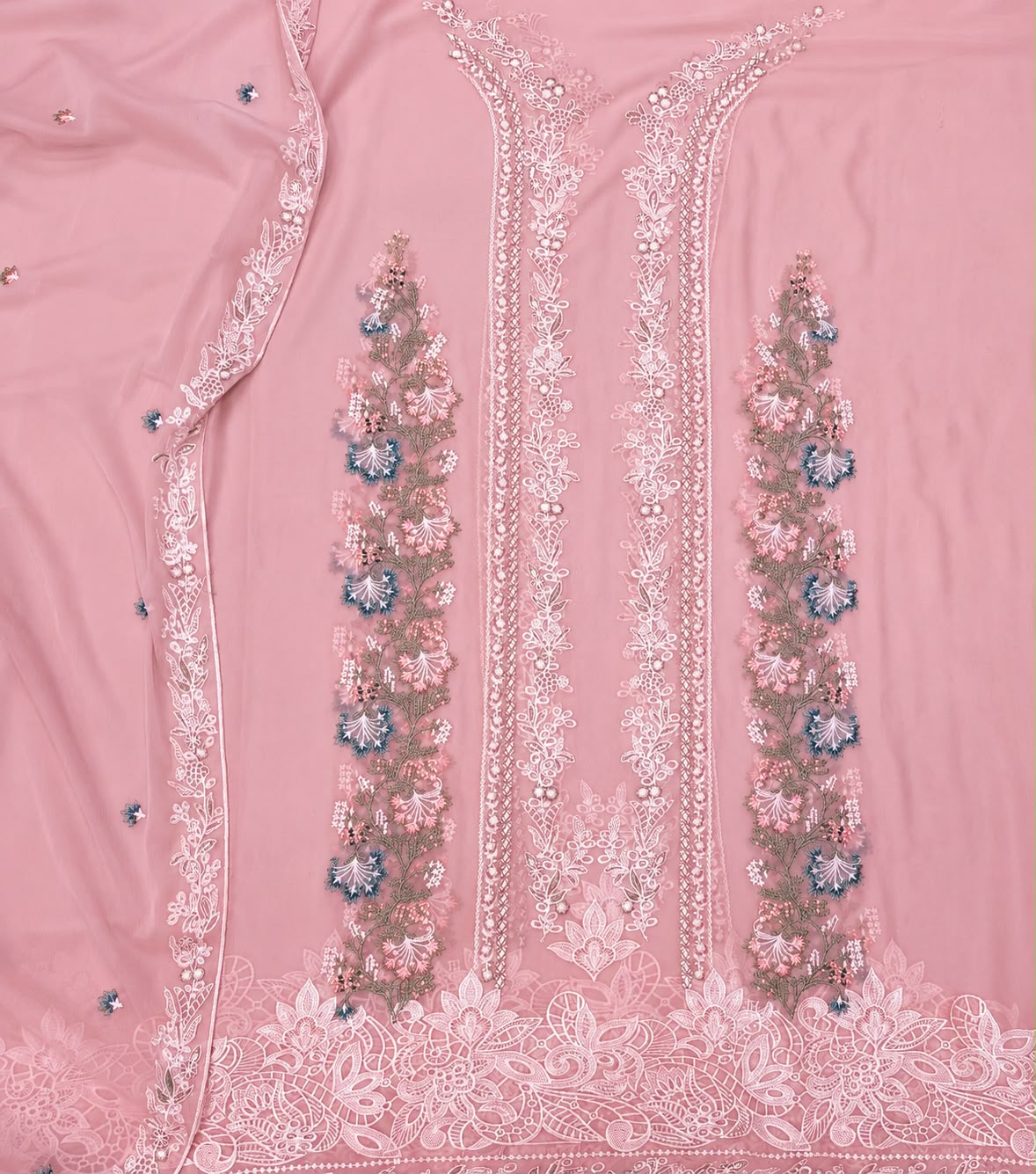 Chiffon chicken kari 3 piece Suit