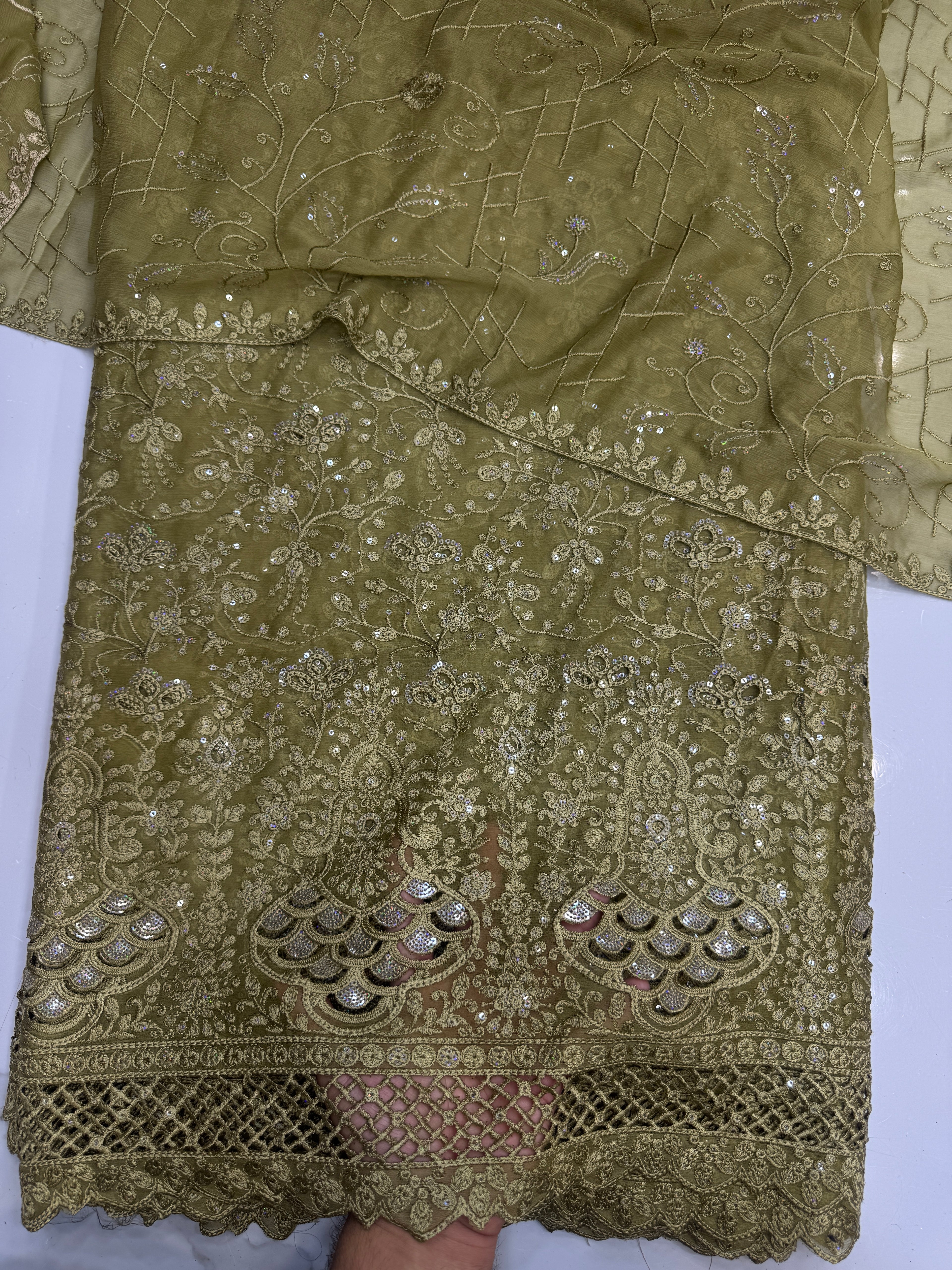 Chiffon 3 Piece Suit Embroidred