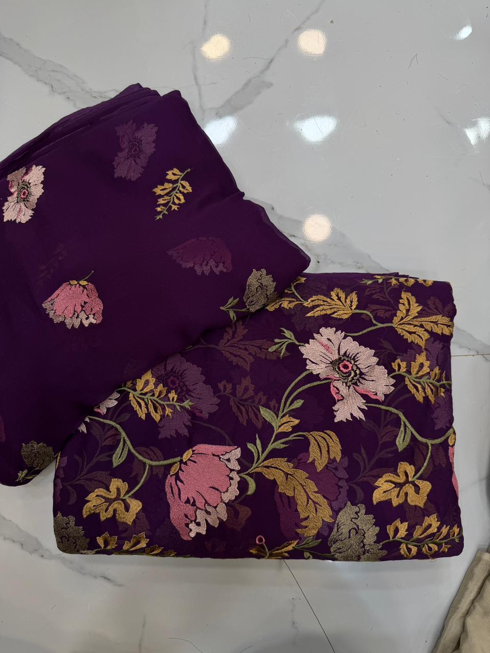 Chiffion 3 Piece Suit Allover Embroidered