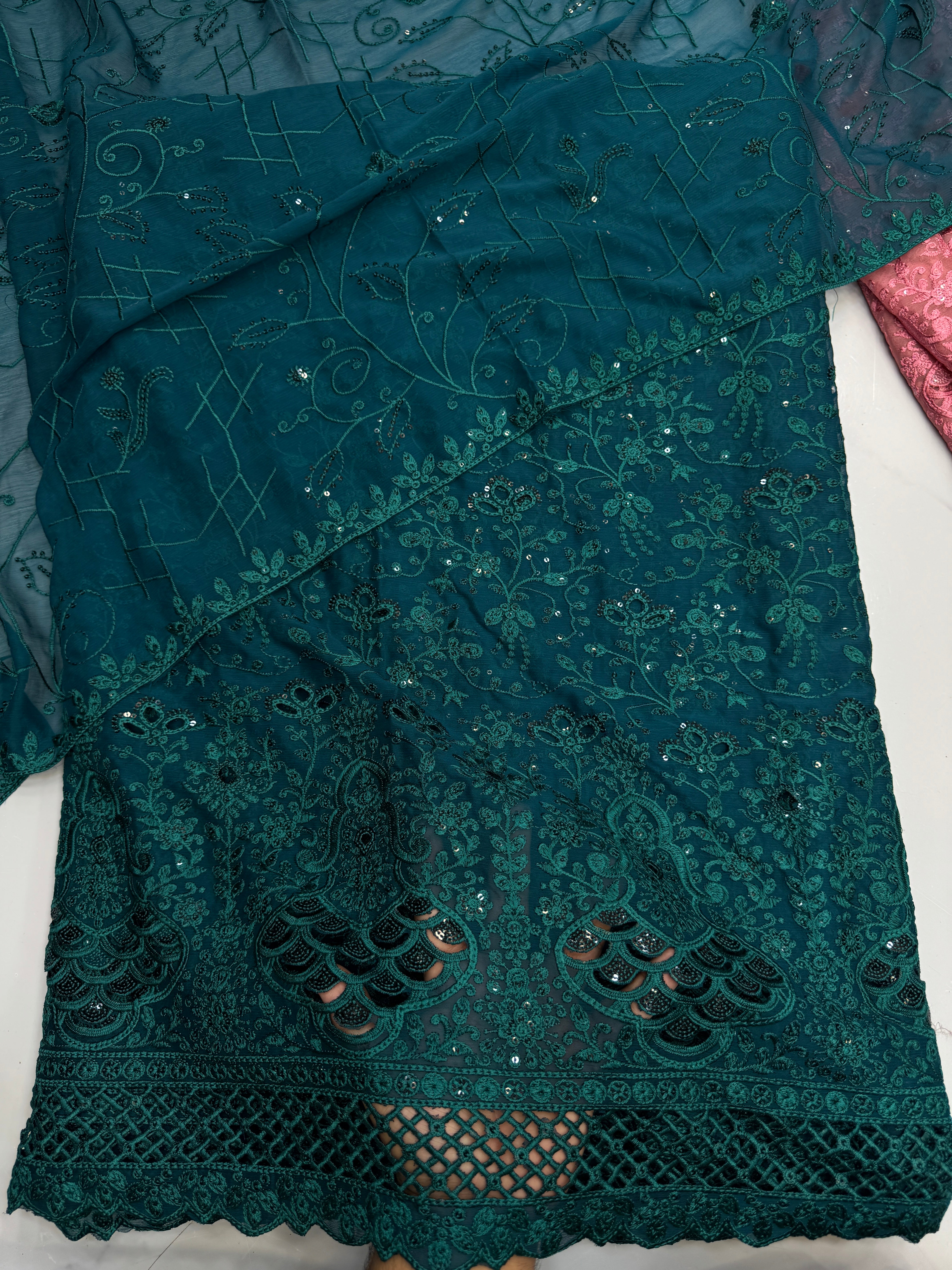 Chiffon 3 Piece Suit Embroidred