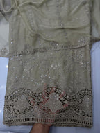 Chiffon chicken kari work 3 Piece Suit
