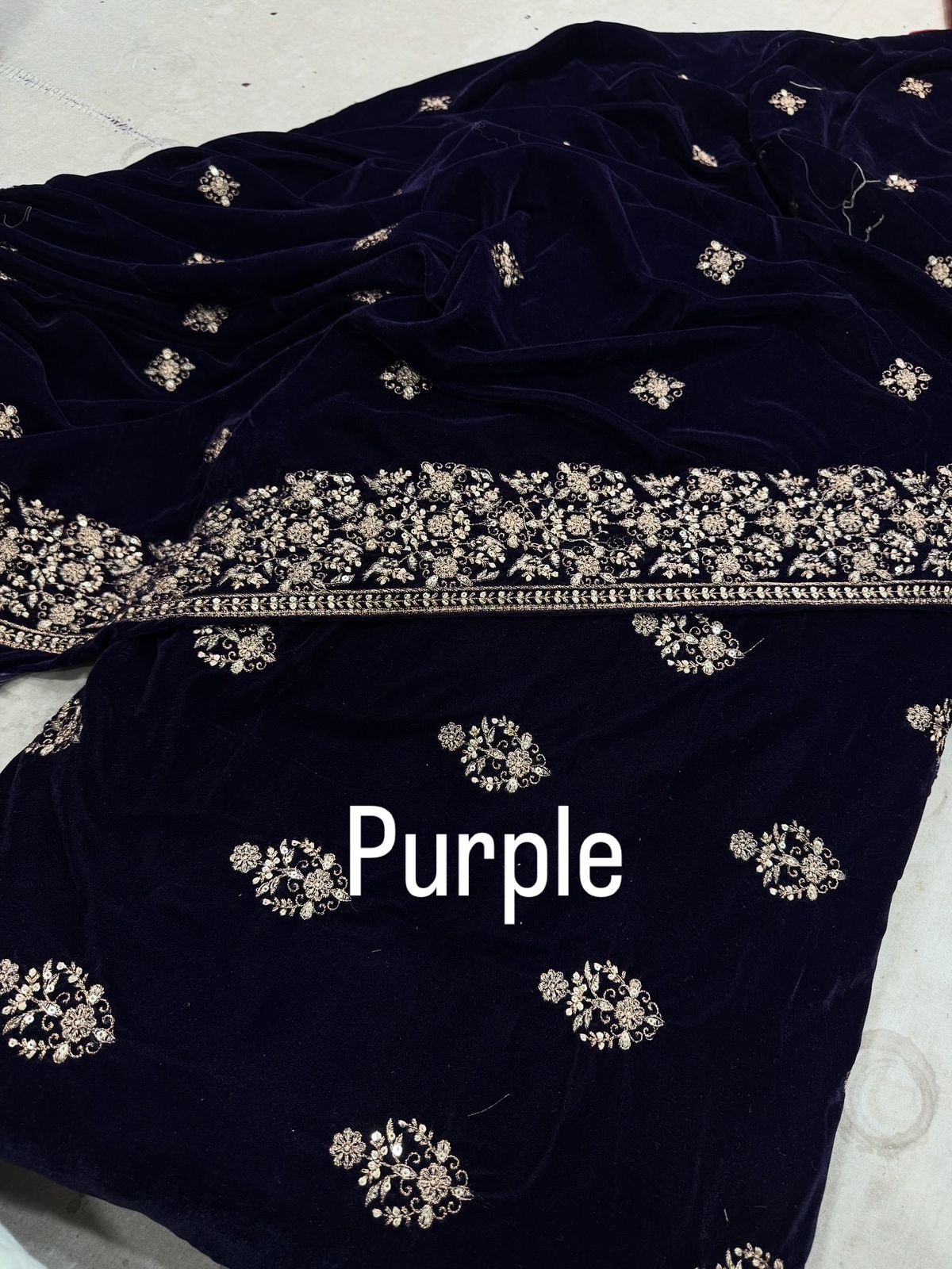 Micro Embroidered Velvet Purple