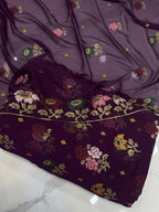 Chiffon Cross Stitch Embroidery Purple