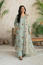 Chiffon Cross Stitch Embroidery Sky Blue