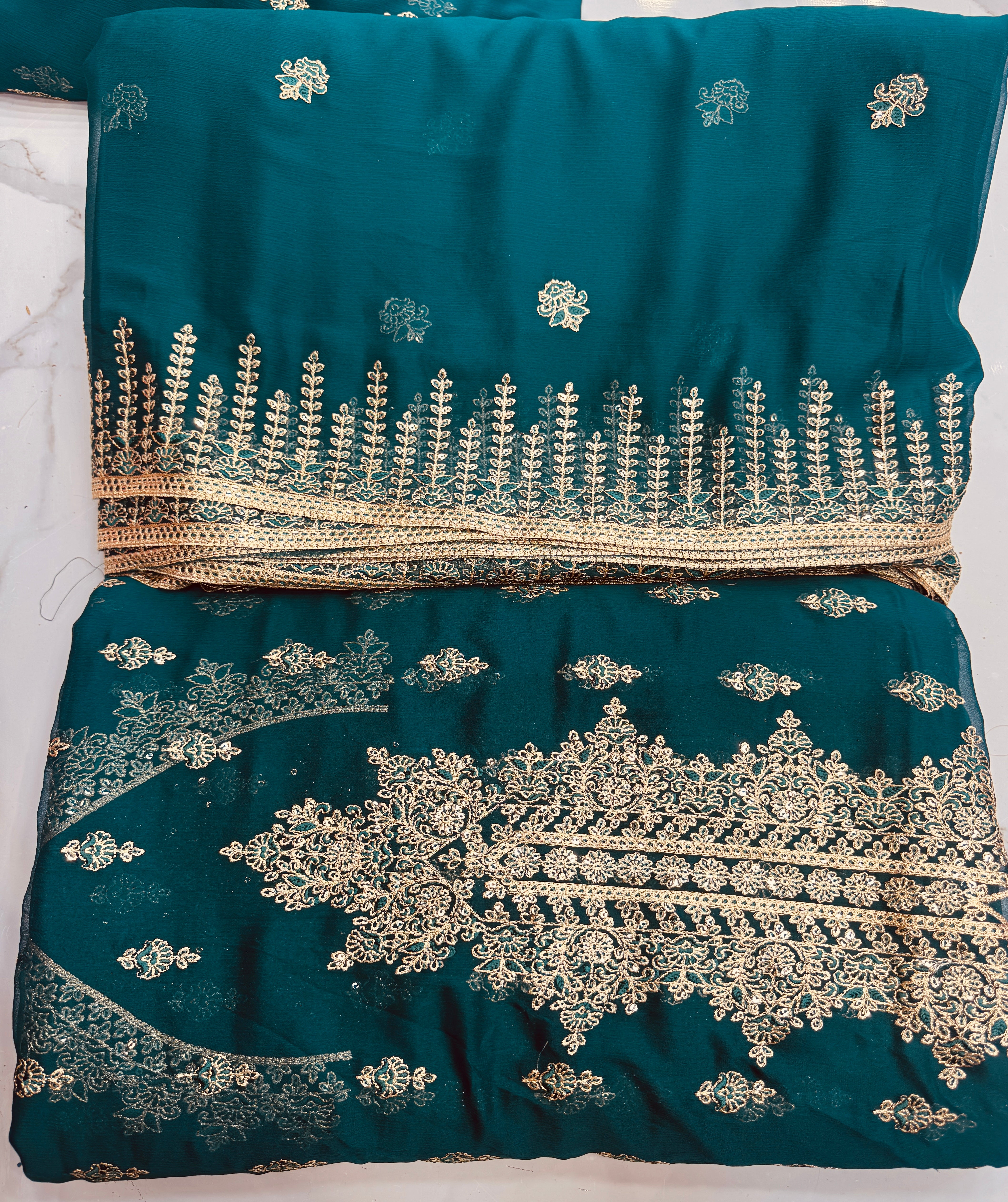 Chiffon Zari 3 Piece Suit