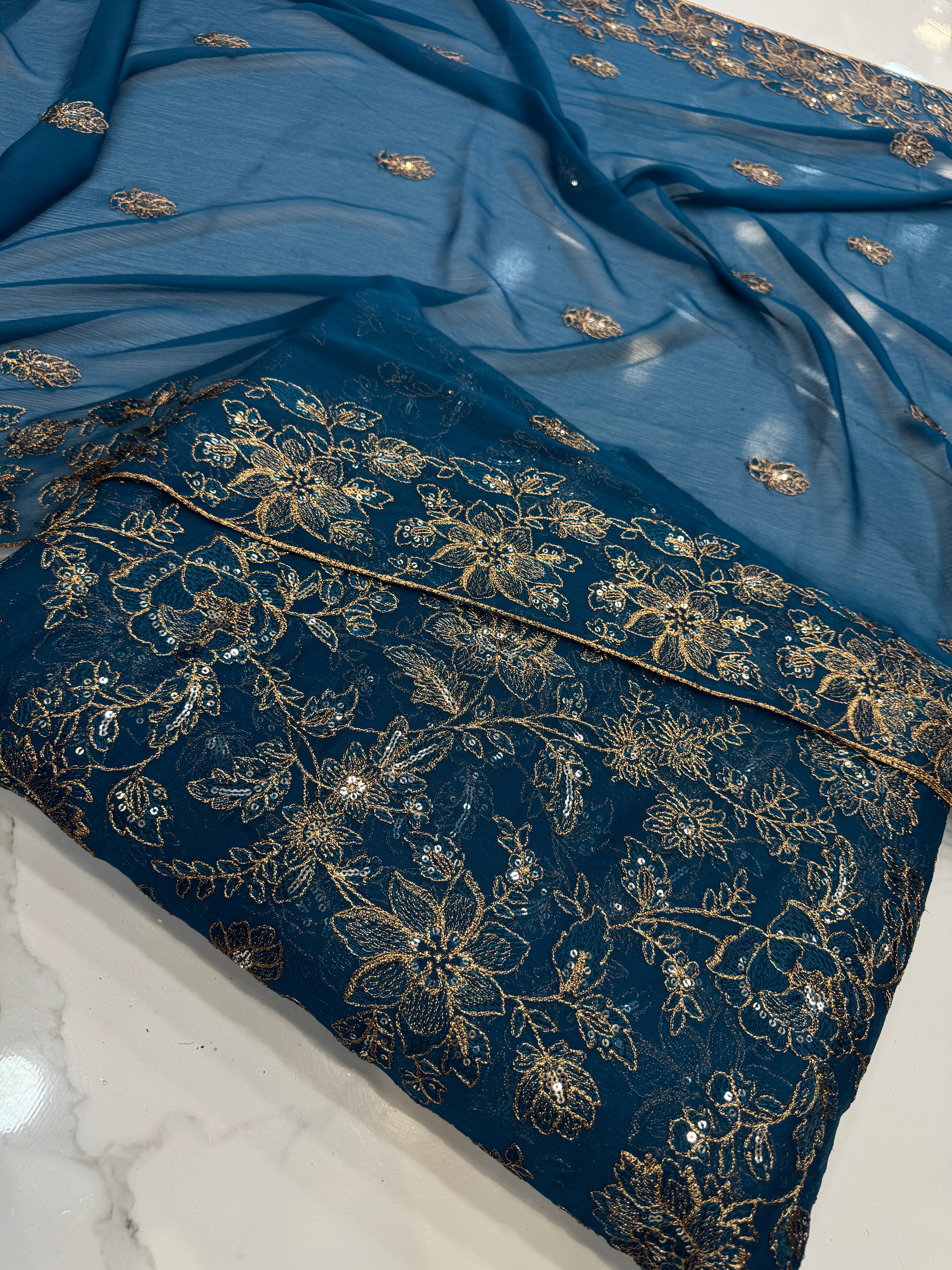 Embroidered Chiffon 3 Piece Suit