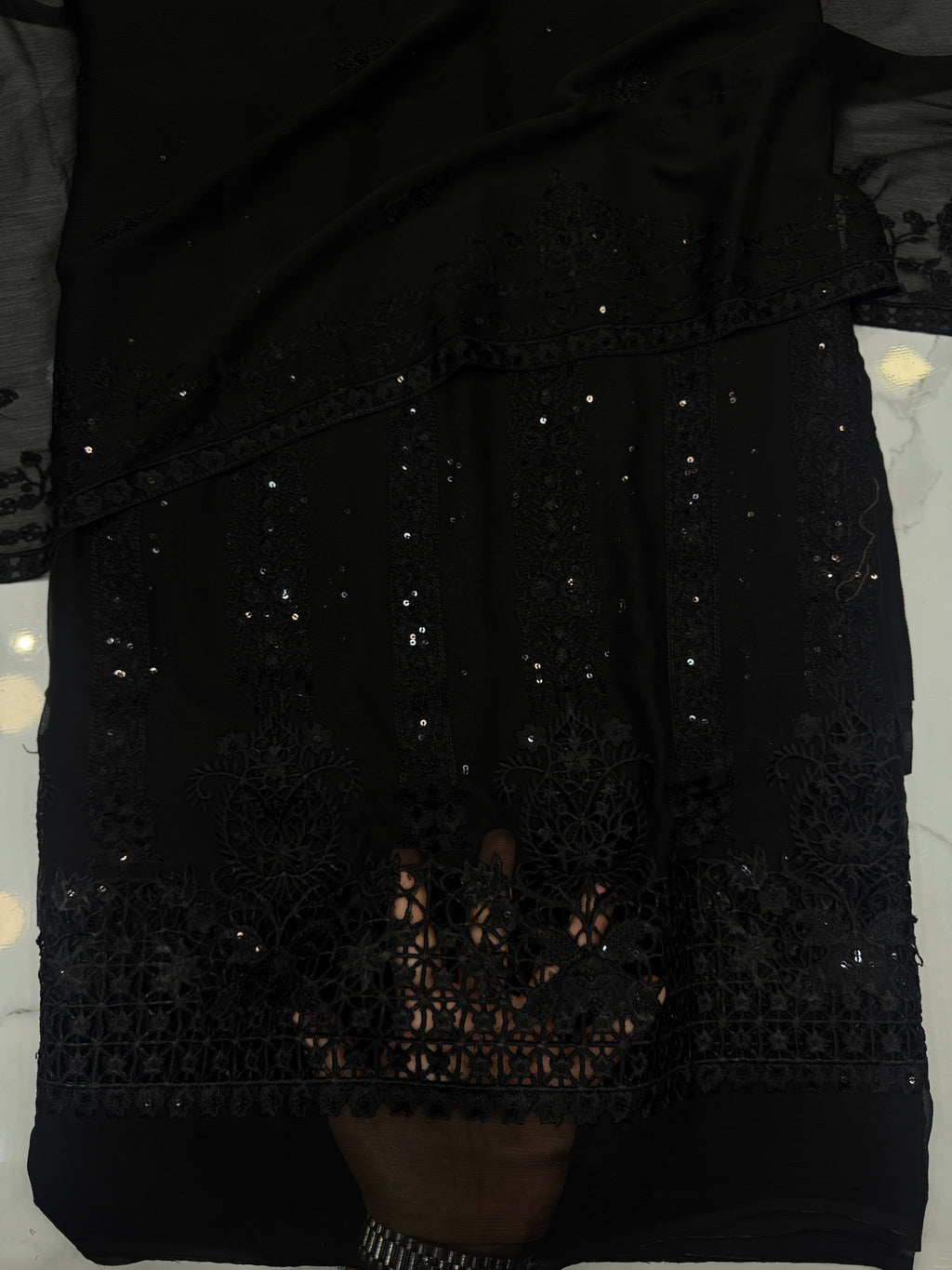 Chiffon Embroidered Chicken kari 3 Piece Suit