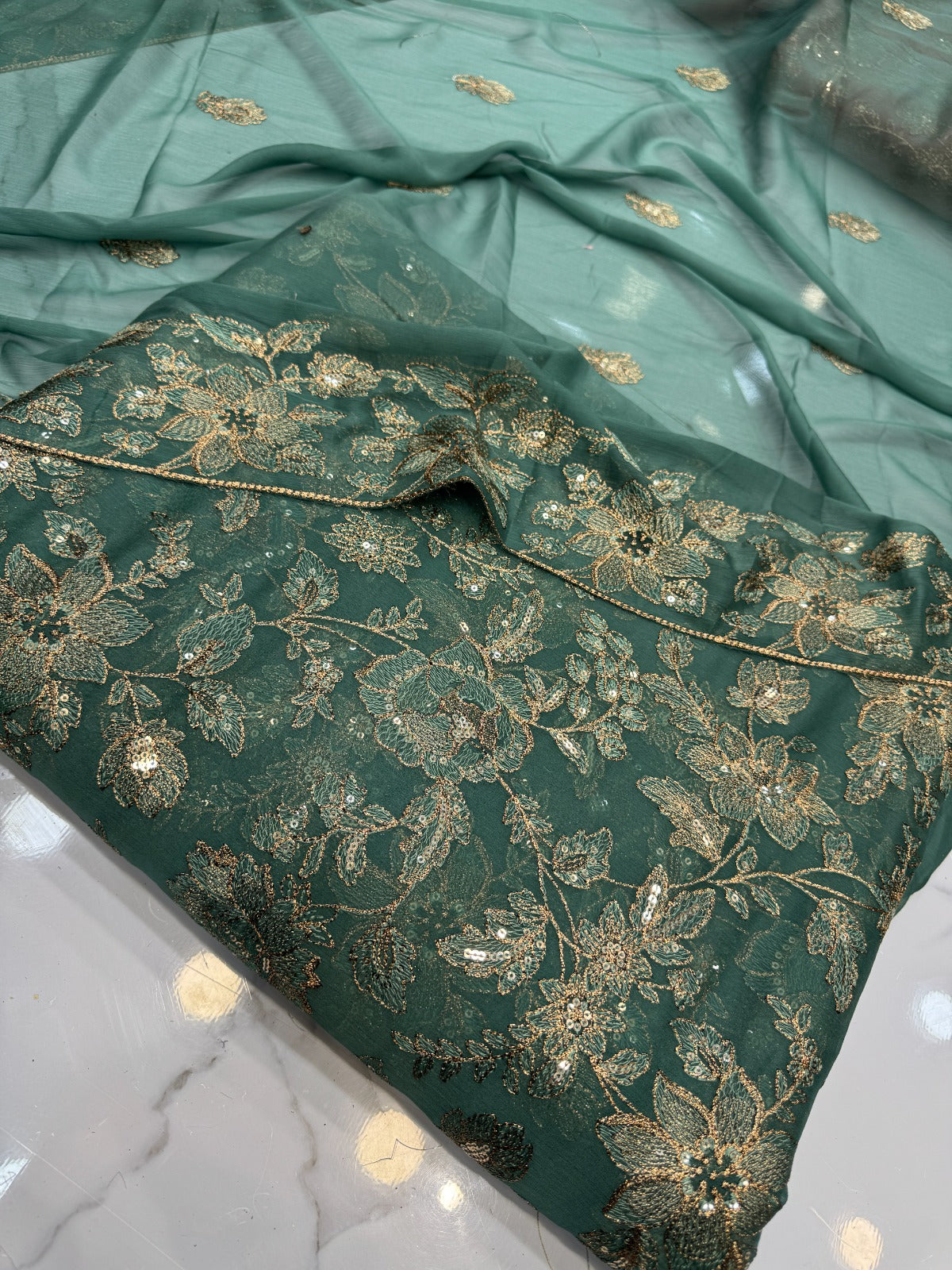 Embroidered Chiffon 3 Piece Suit