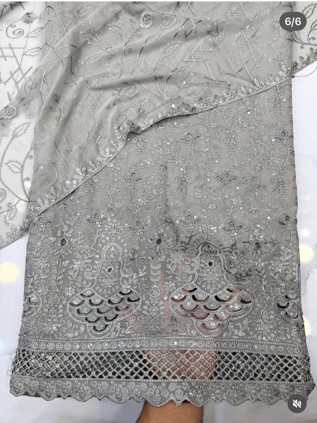 Chiffon 3 Piece Suit Embroidred