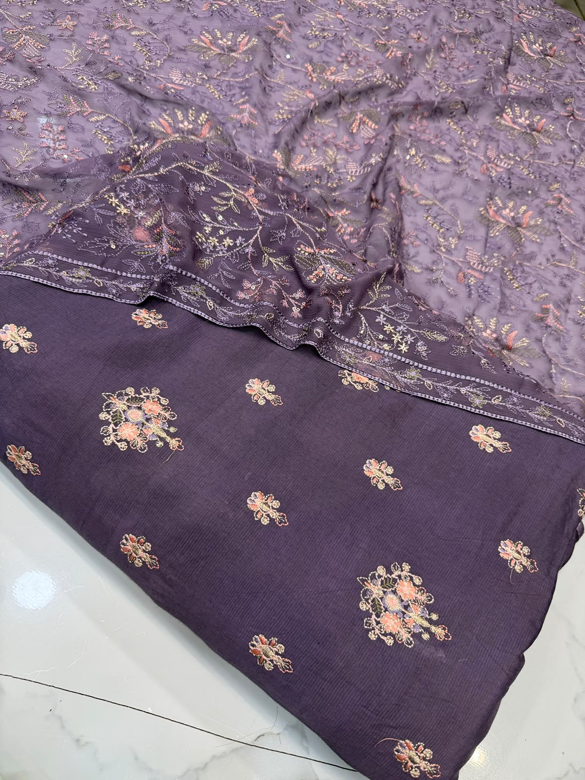 Pure Rawsilk With Chiffon Duppata 3 Piece Suit