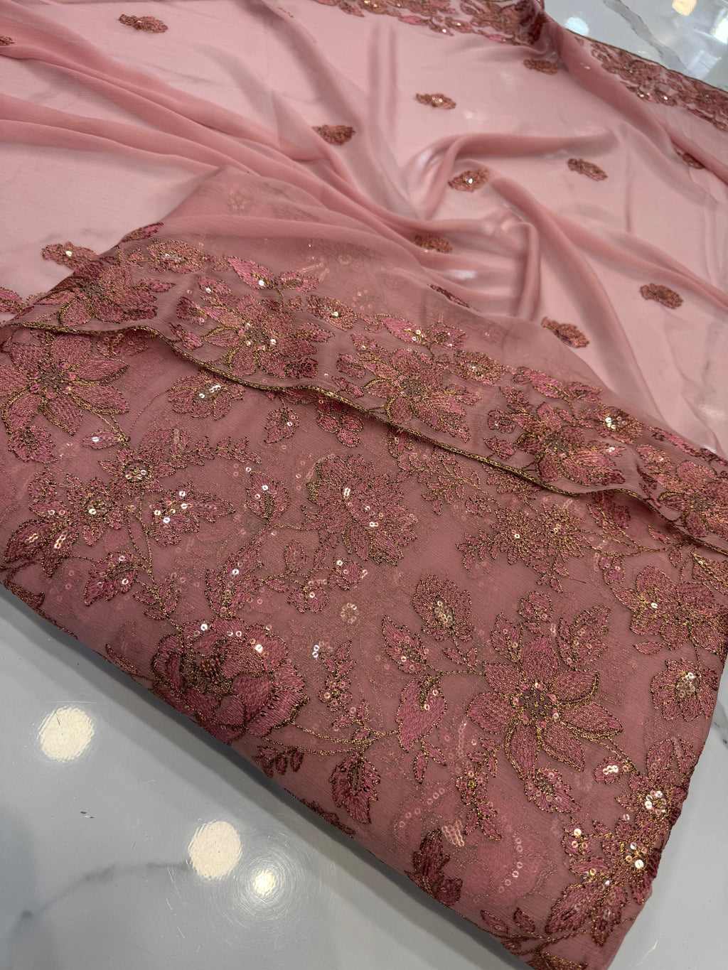 Embroidered Chiffon 3 Piece Suit