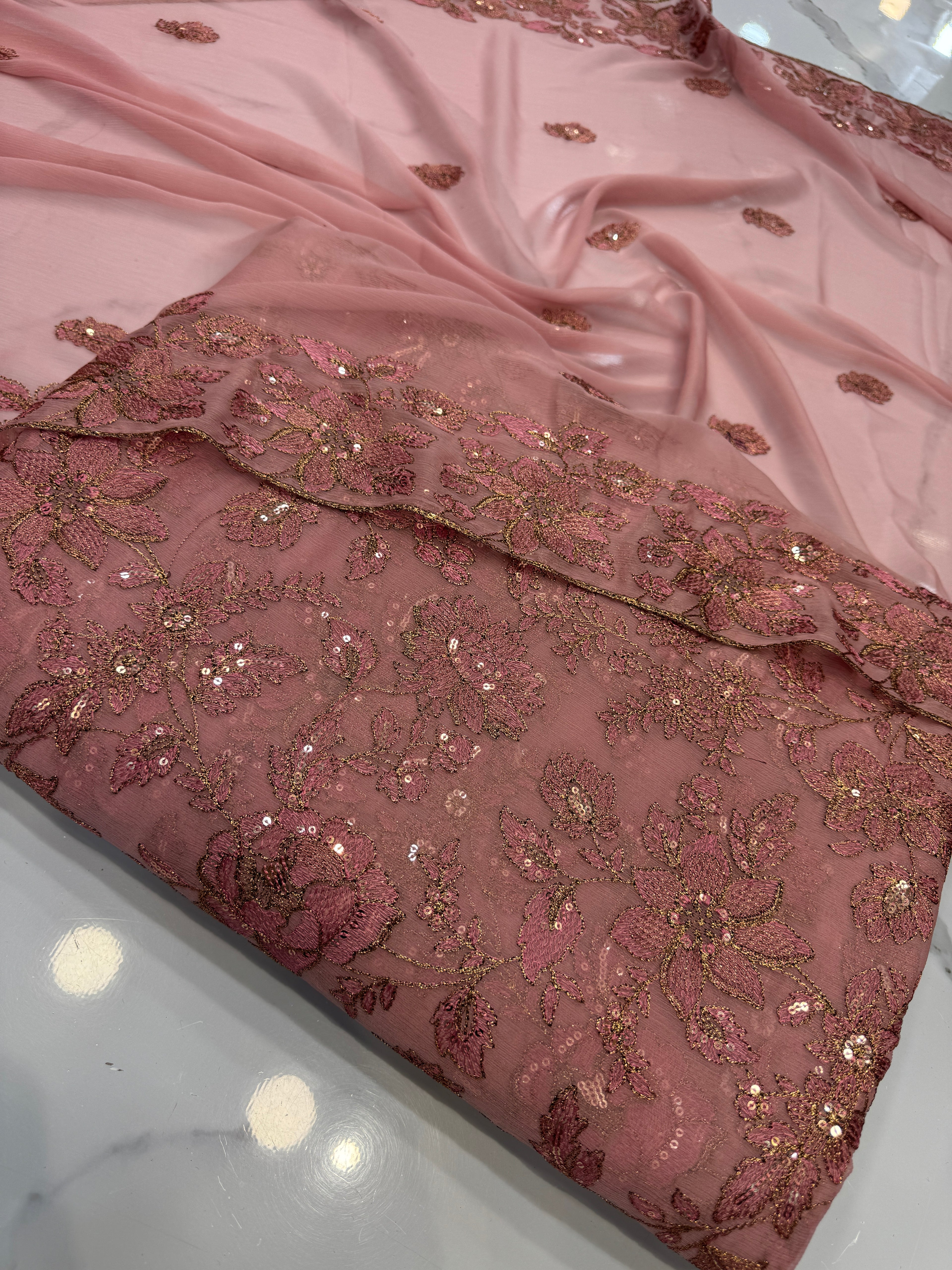 Embroidered Chiffon 3 Piece Suit